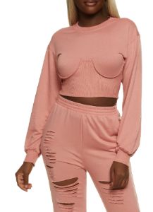 Ribbed Bustier Detail Sweatshirt sold by Rainbow