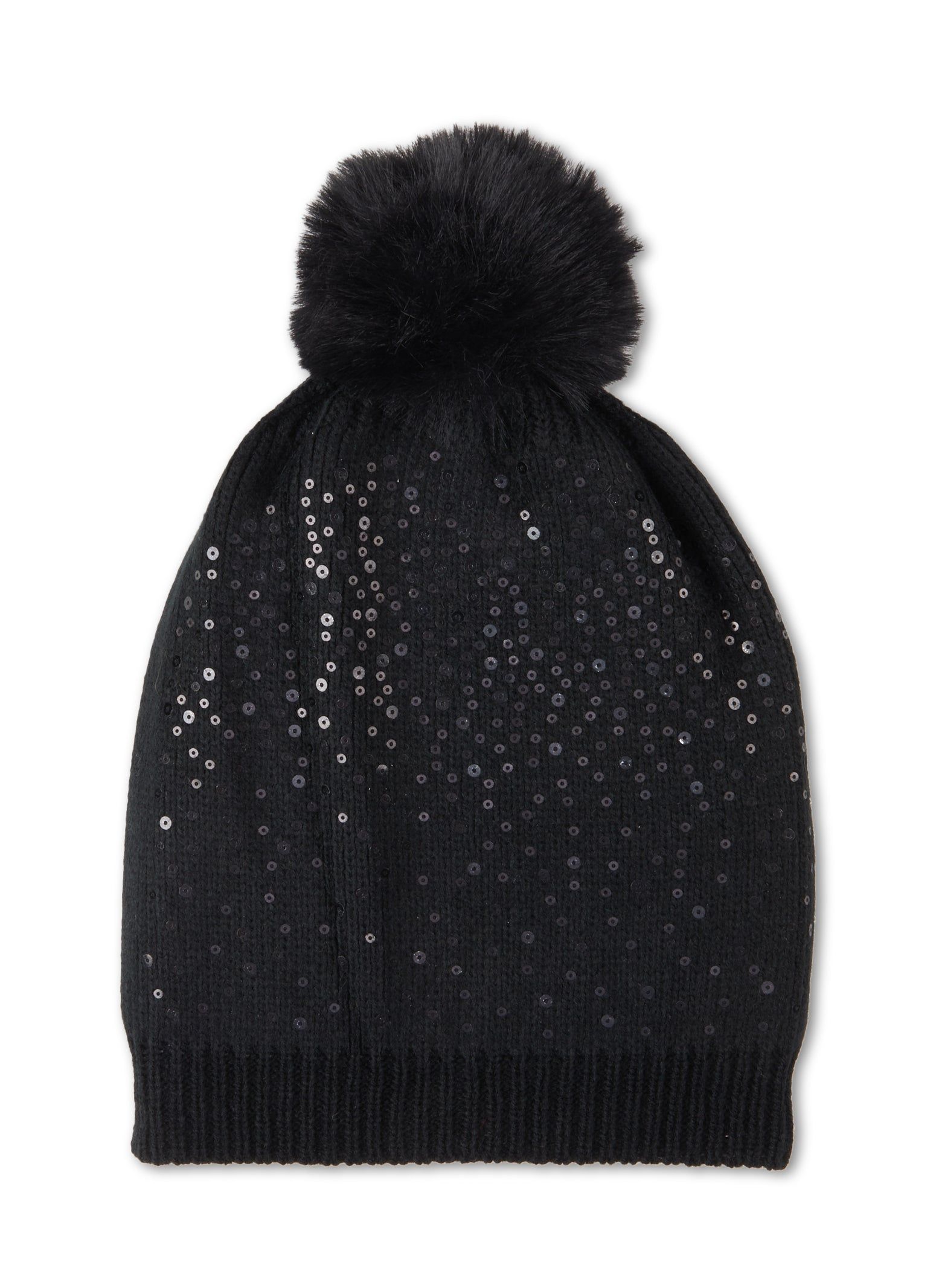 Sequin Faux Fur Pom Pom Beanie sold by Rainbow product image thumbnail 2