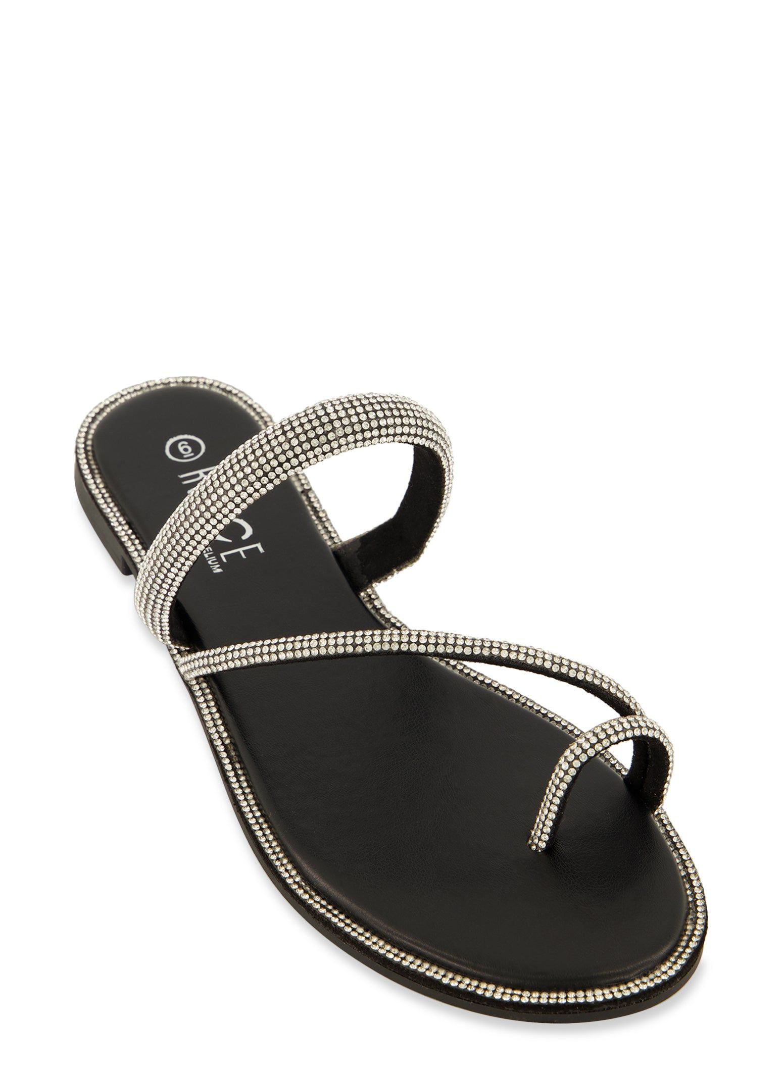 Rhinestone Trim Toe Loop Slide Sandals sold by Rainbow