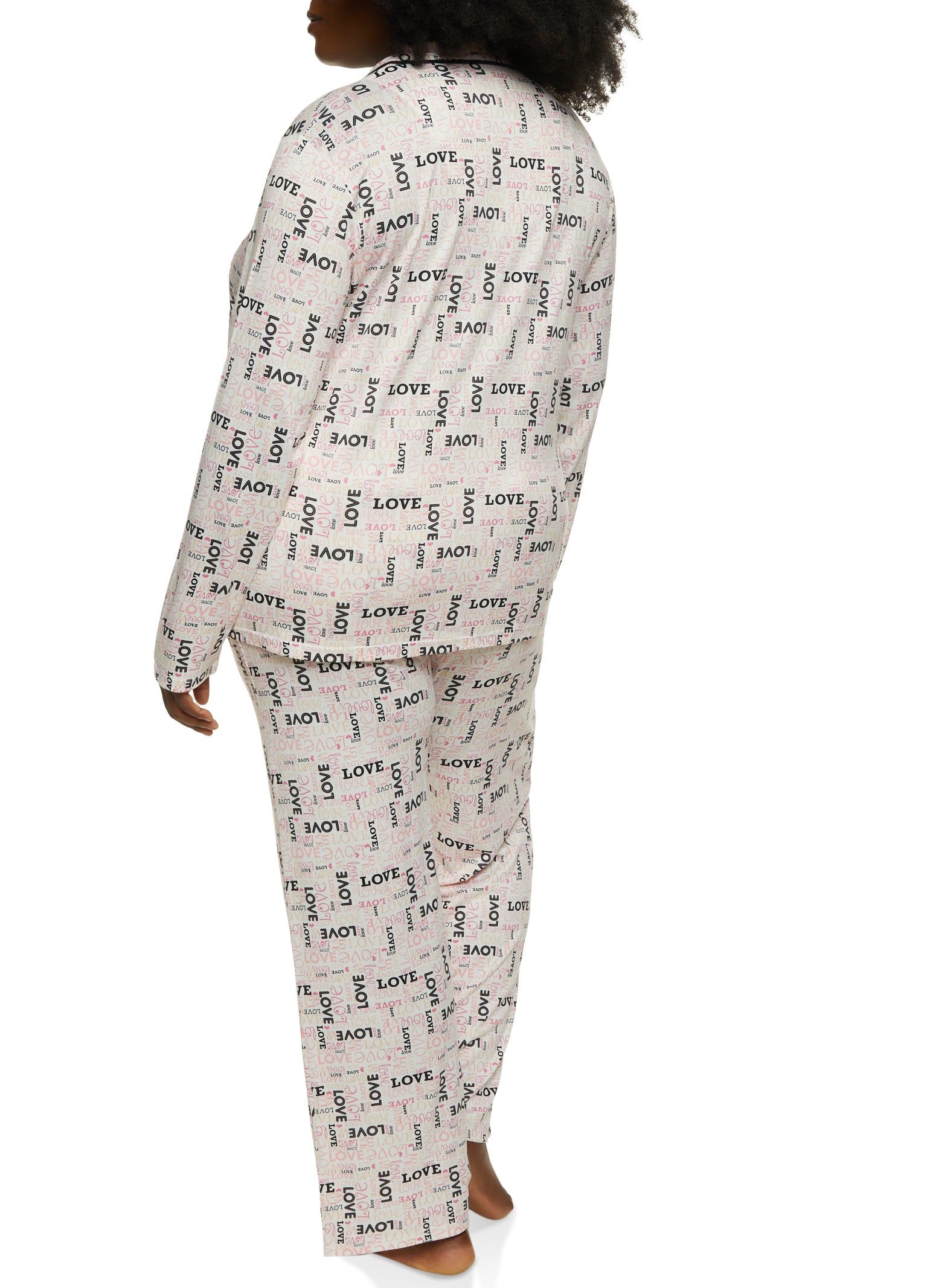 Plus Size Love Print Long Sleeve Pajama Shirt and Pants sold by Rainbow product image thumbnail 2