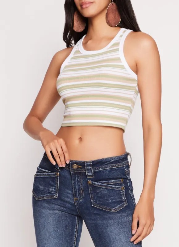 Striped Cropped Tank Top sold by Rainbow