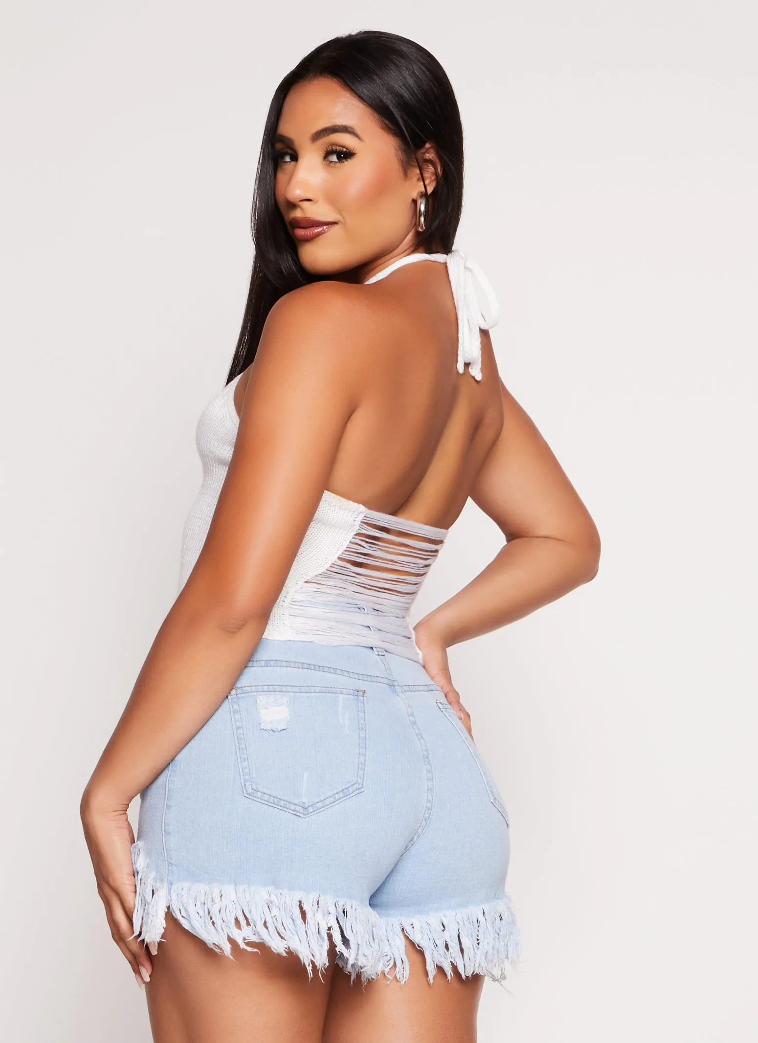 Almost Famous Distressed Knit Halter Top sold by Rainbow product image thumbnail 3