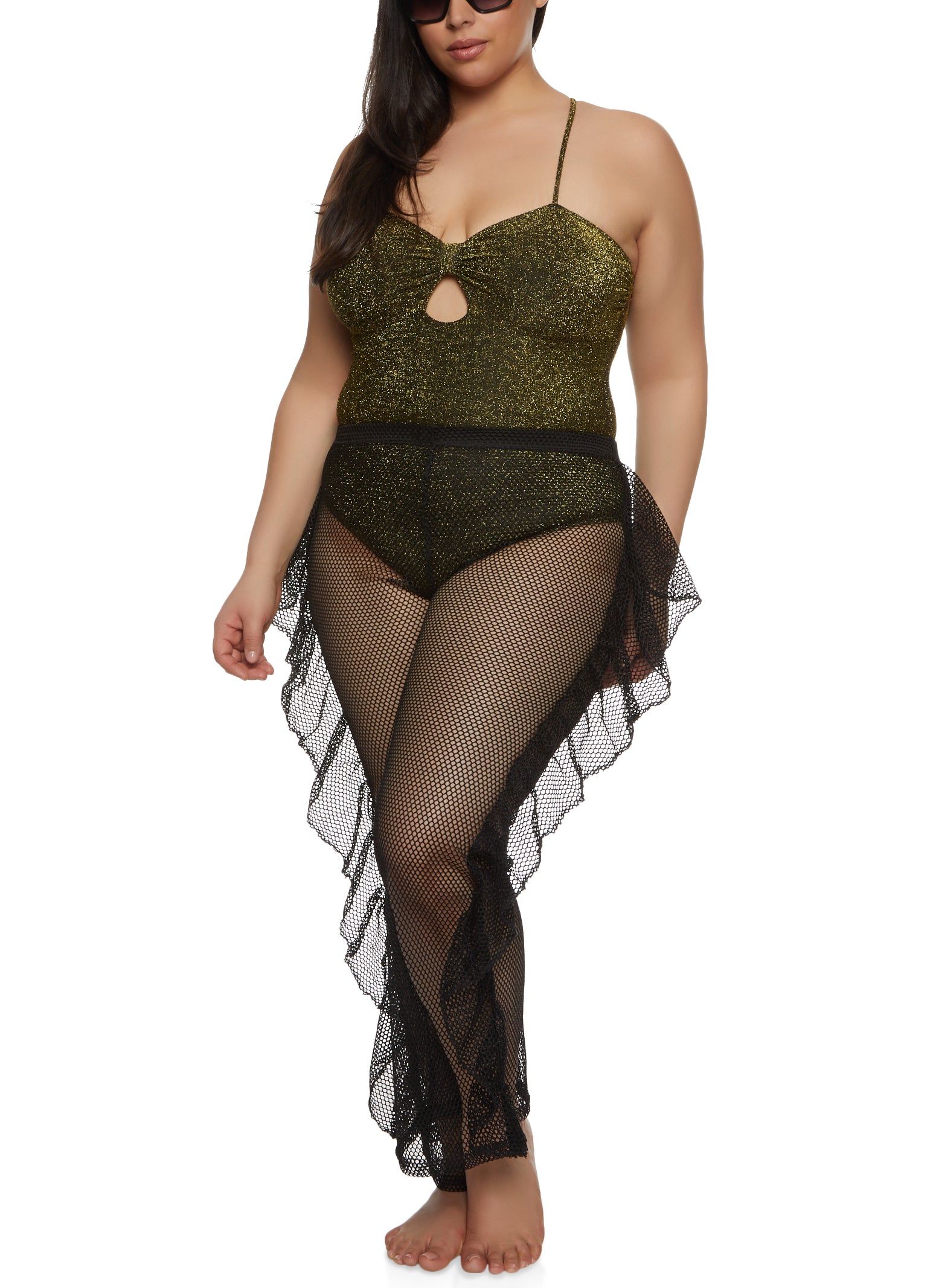 Plus Size Fishnet Ruffle Cover Up Pants sold by Rainbow product image thumbnail 2