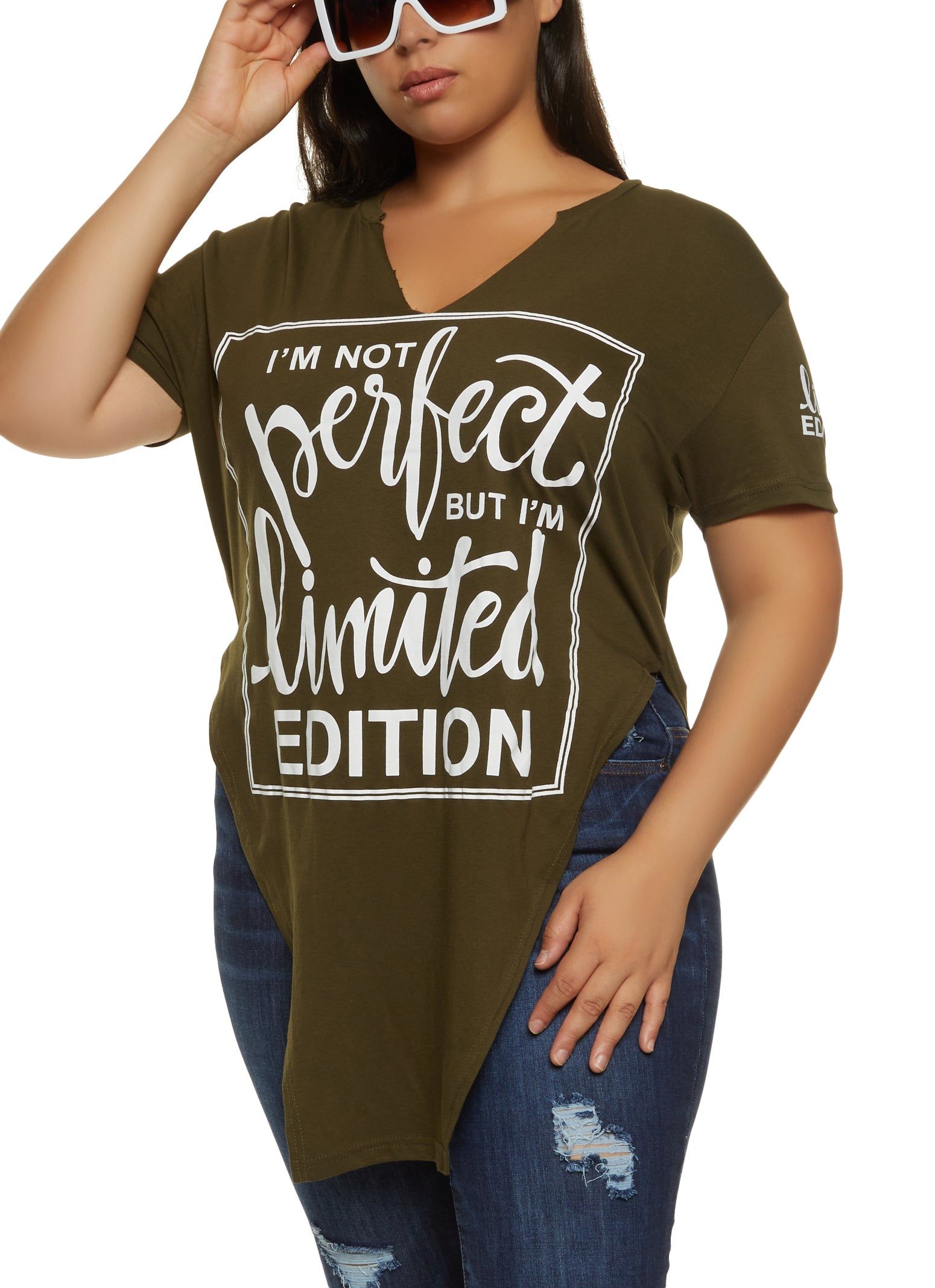 Plus Size Im Limited Edition Hanky Hem Graphic Tee sold by Rainbow