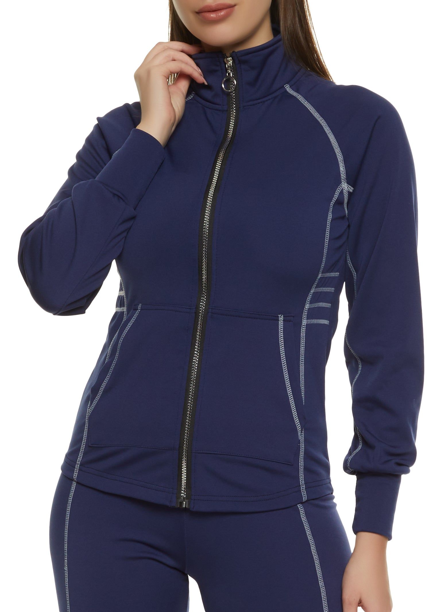 Contrast Piping Zip Up Track Jacket sold by Rainbow