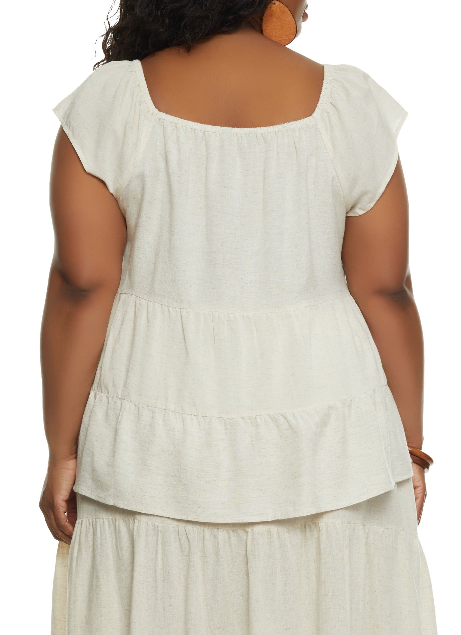 Plus Size Lace Detail Button Front Tiered Blouse sold by Rainbow product image thumbnail 3
