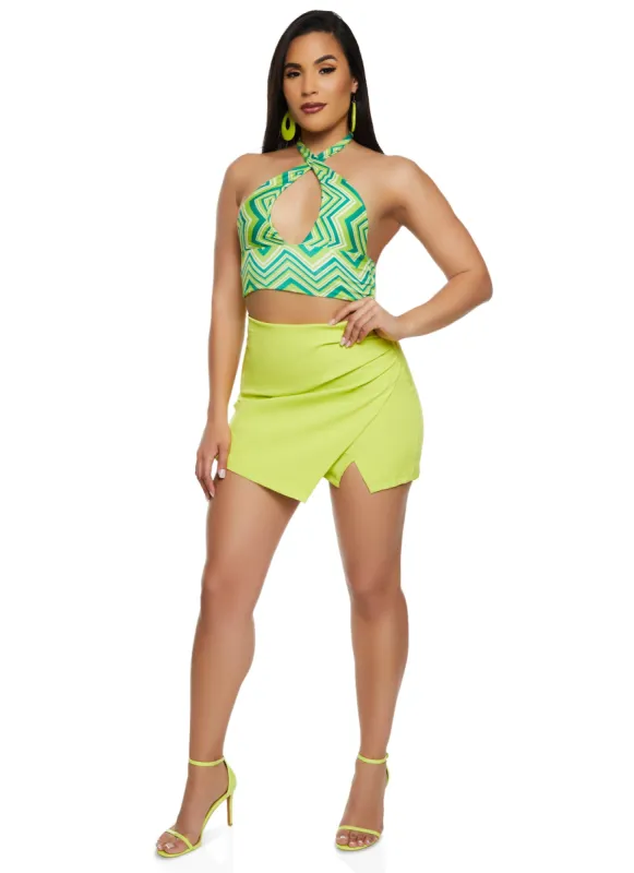 Asymmetrical Wrap Detail Skort sold by Rainbow