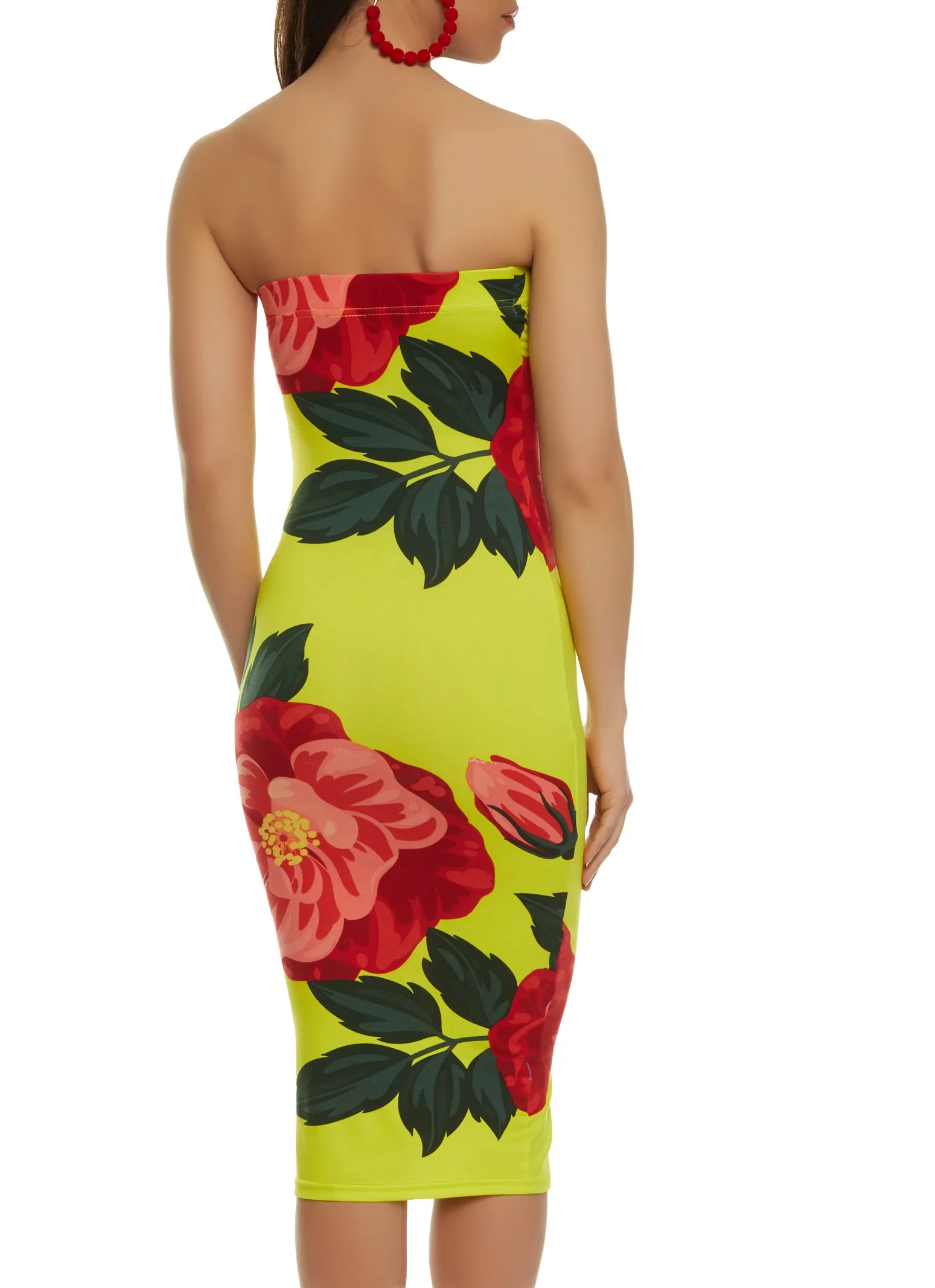 Tropical Print Tube Bodycon Dress sold by Rainbow product image thumbnail 3
