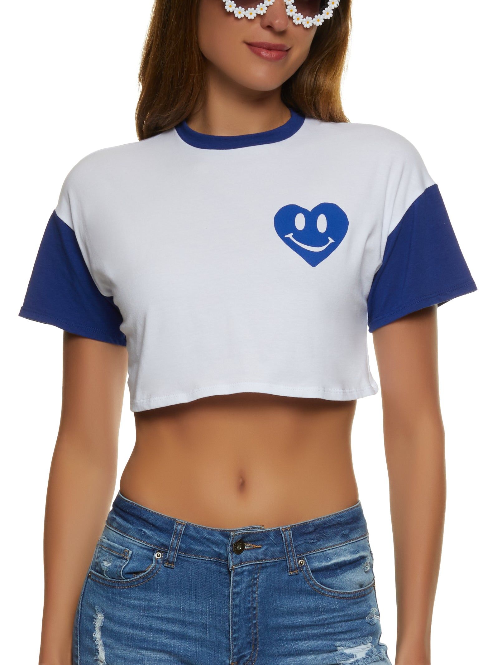 Smiley Heart Graphic Crop Top sold by Rainbow