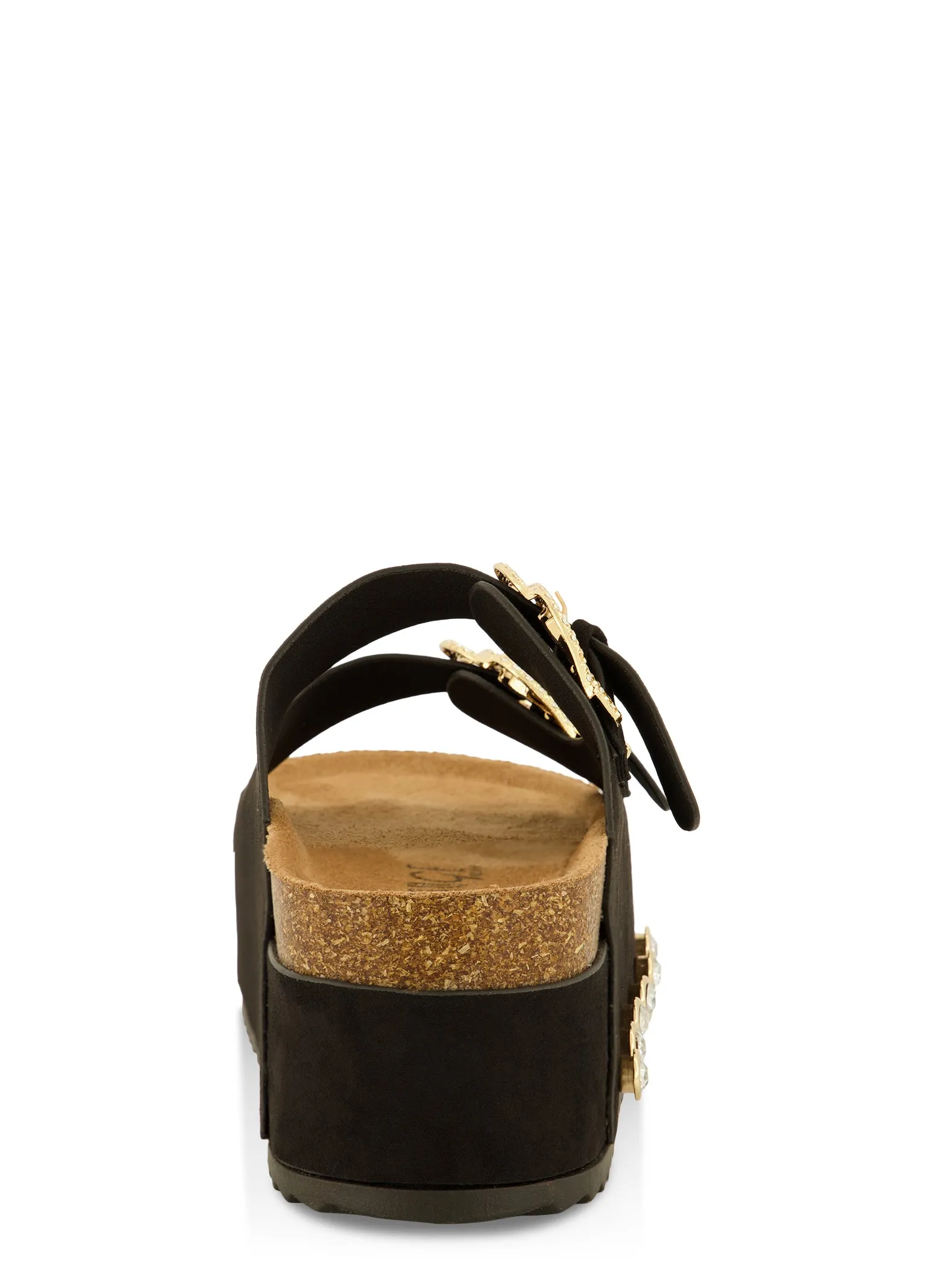 Faux Suede Rhinestone Buckle Platform Footbed Sandals sold by Rainbow product image thumbnail 3