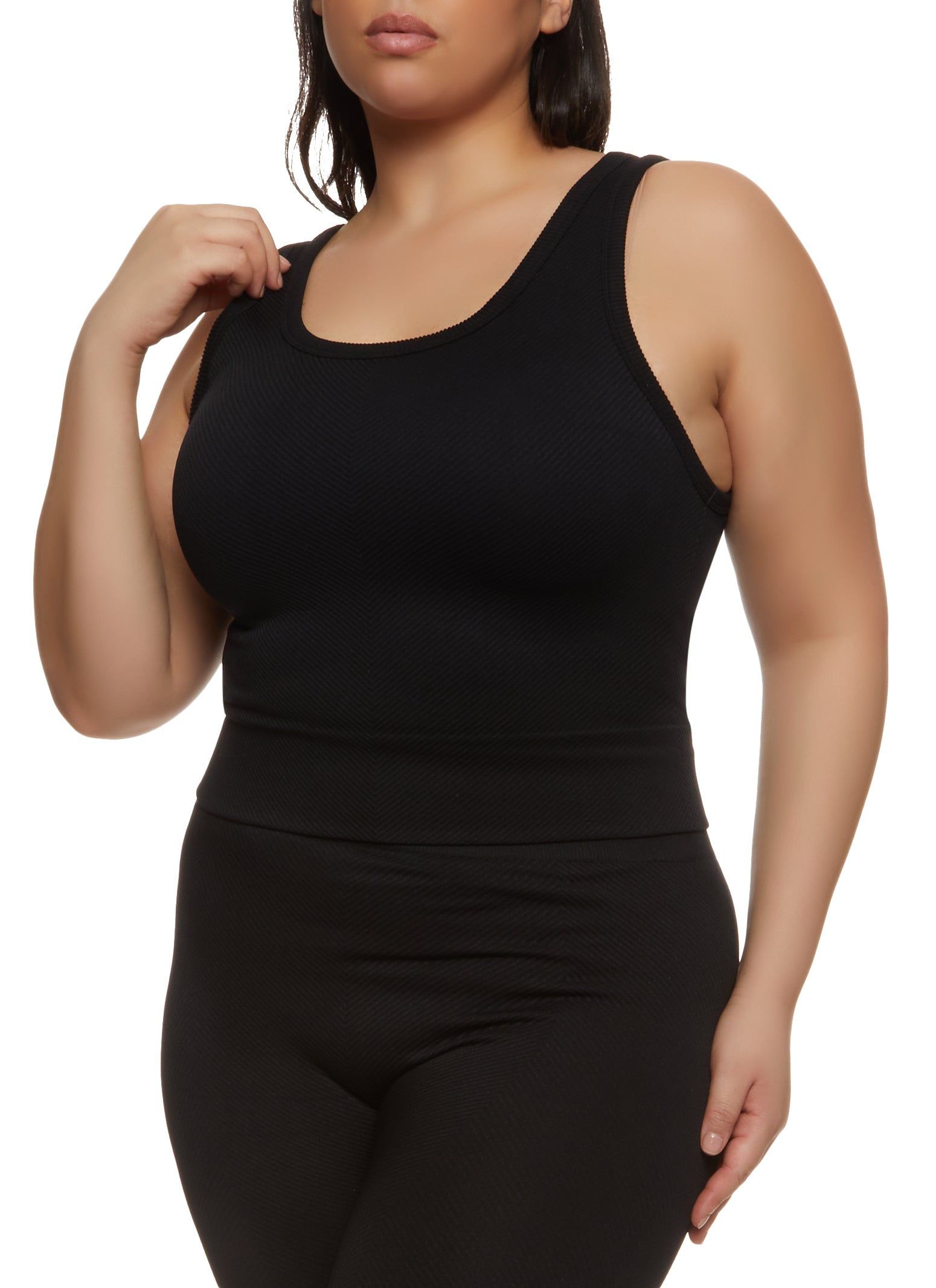 Plus Size Textured Knit Scoop Neck Tank Top sold by Rainbow