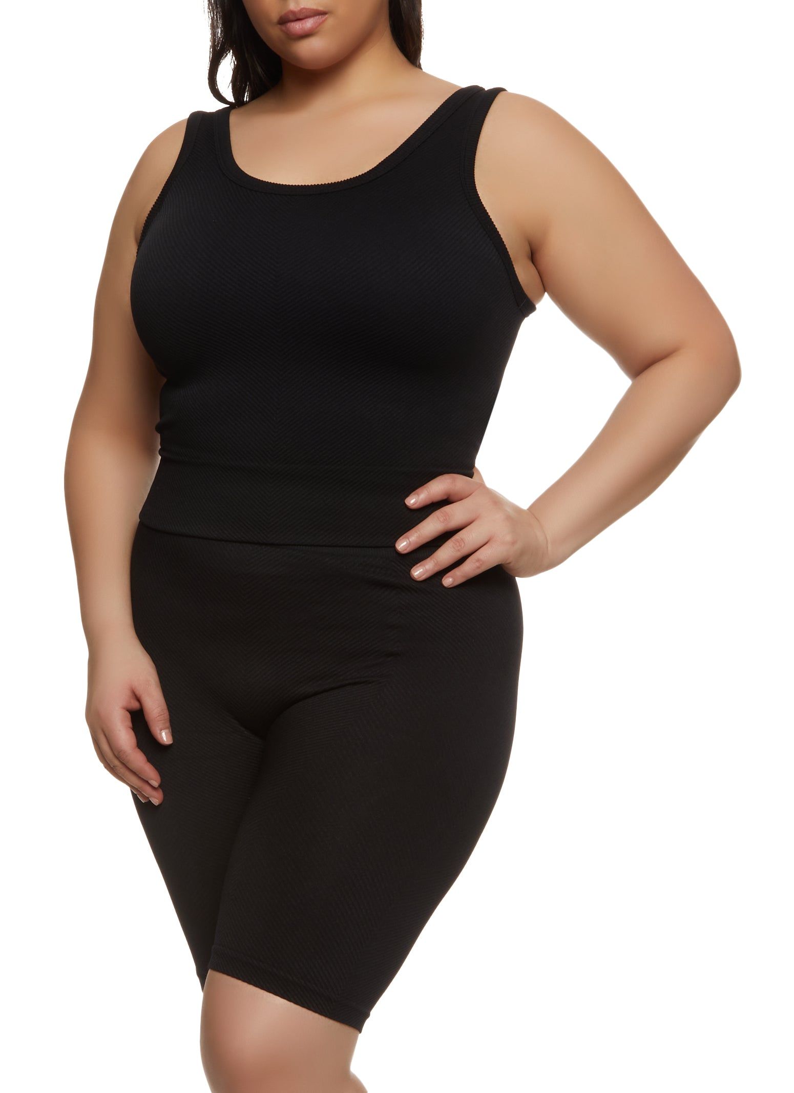 Plus Size Textured Knit Scoop Neck Tank Top sold by Rainbow product image thumbnail 2
