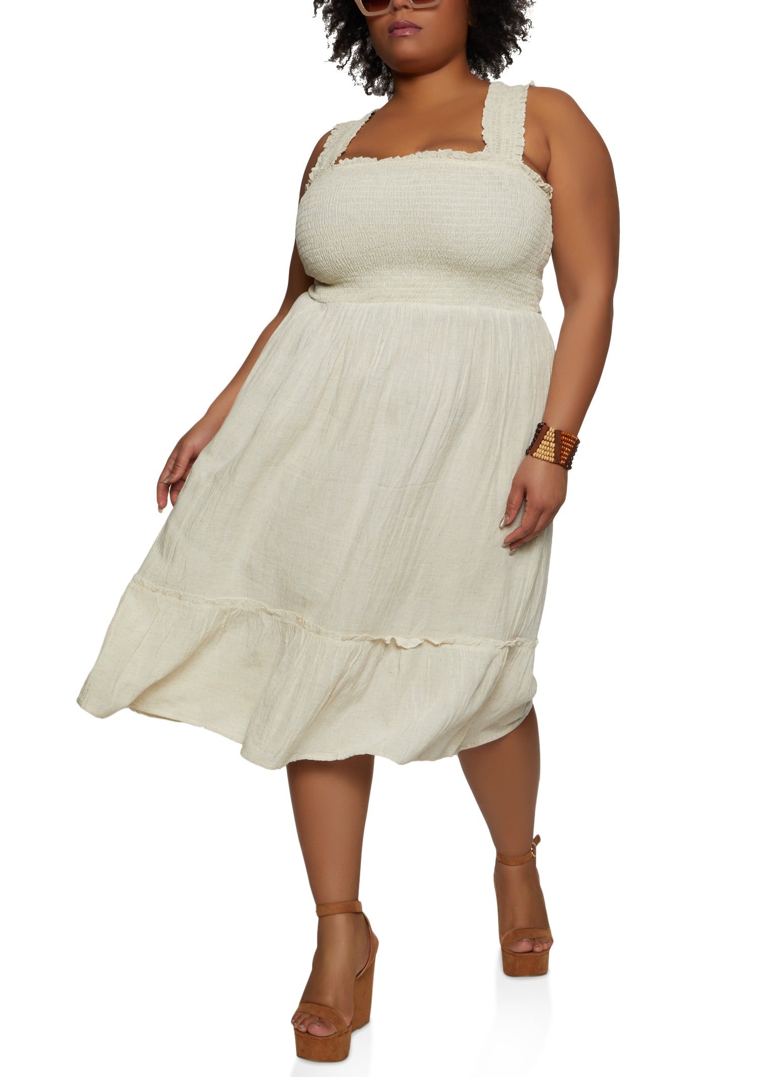 Plus Size Linen Smocked Tank Dress sold by Rainbow product image thumbnail 2