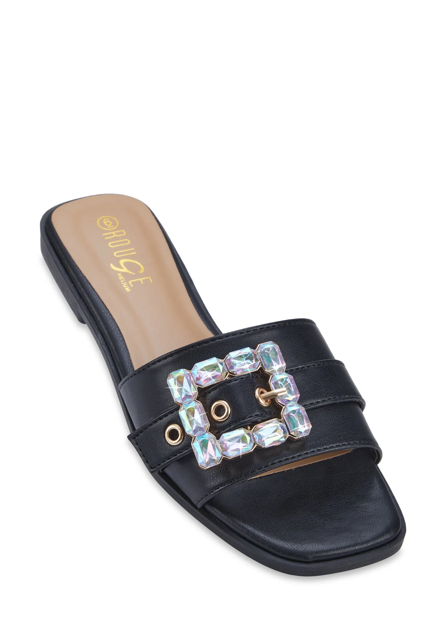 Rhinestone Buckle Slide Sandals sold by Rainbow