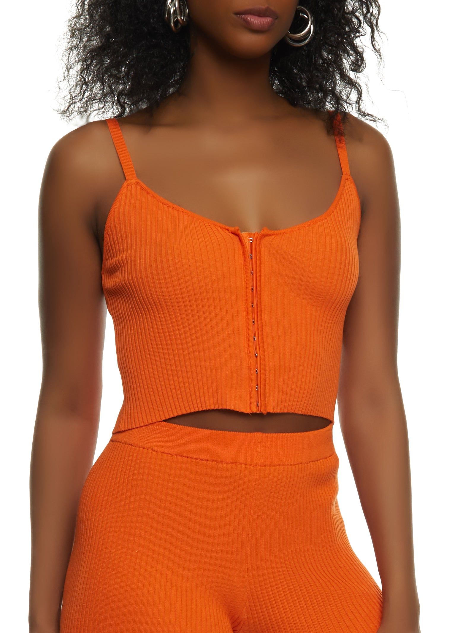 Ribbed Hook and Eye Cropped Cami sold by Rainbow