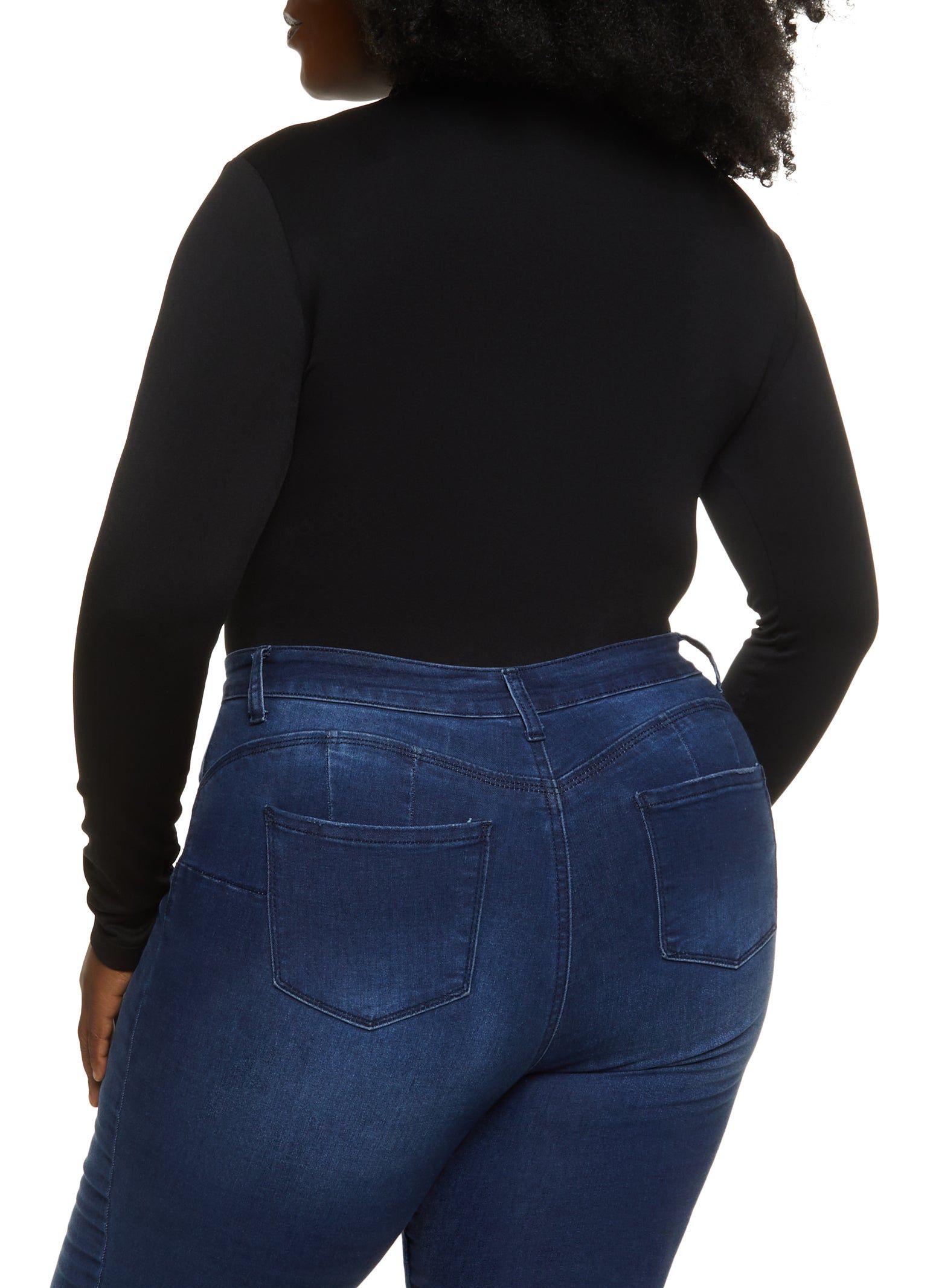 Plus Size Seamless Mock Neck Long Sleeve Bodysuit sold by Rainbow product image thumbnail 3