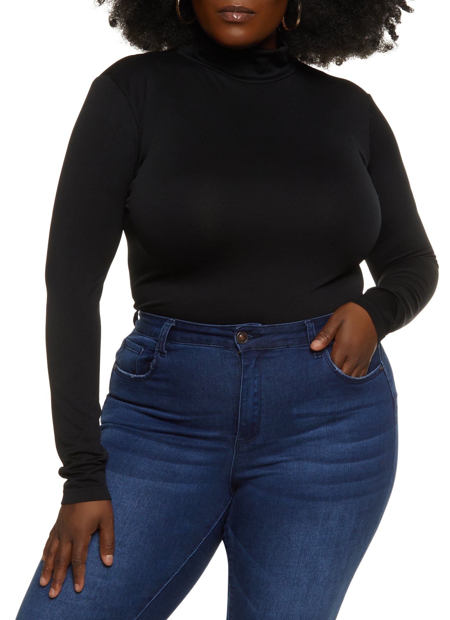 Plus Size Seamless Mock Neck Long Sleeve Bodysuit sold by Rainbow product image thumbnail 2
