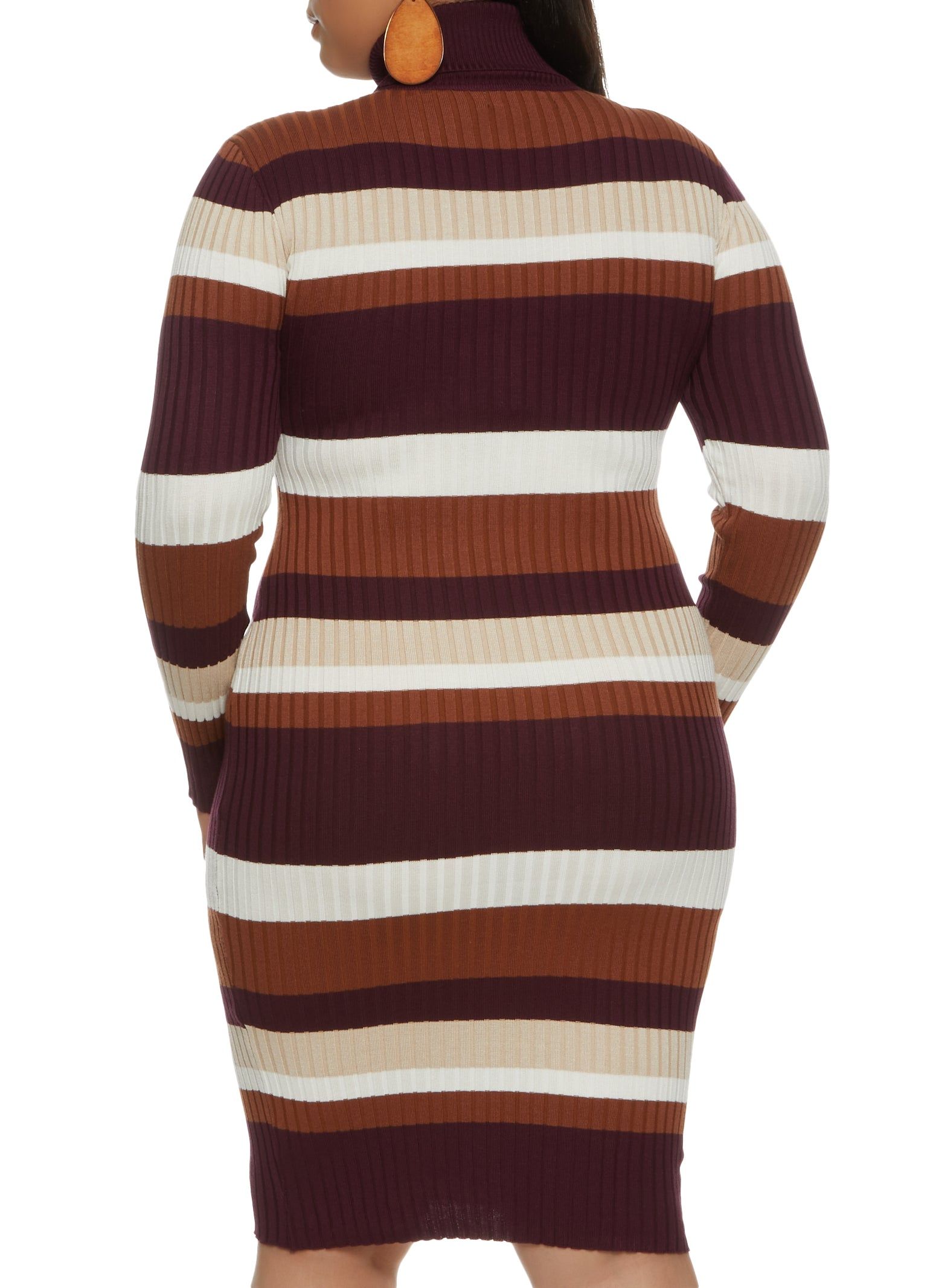 Plus Size Striped Turtleneck Sweater Dress sold by Rainbow product image thumbnail 3