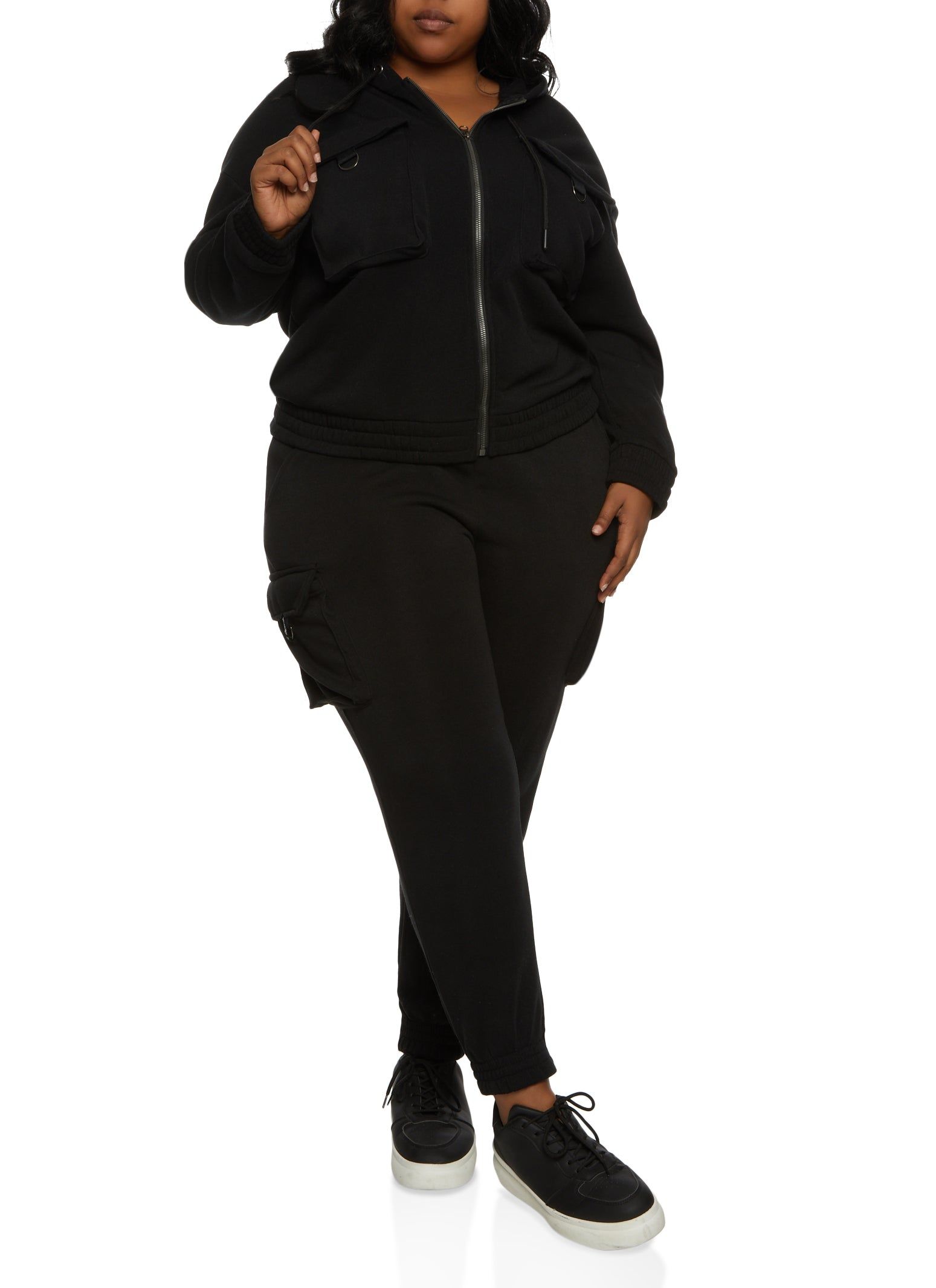 Plus Size Cargo Pocket Front Zip Front Hoodie sold by Rainbow product image thumbnail 2