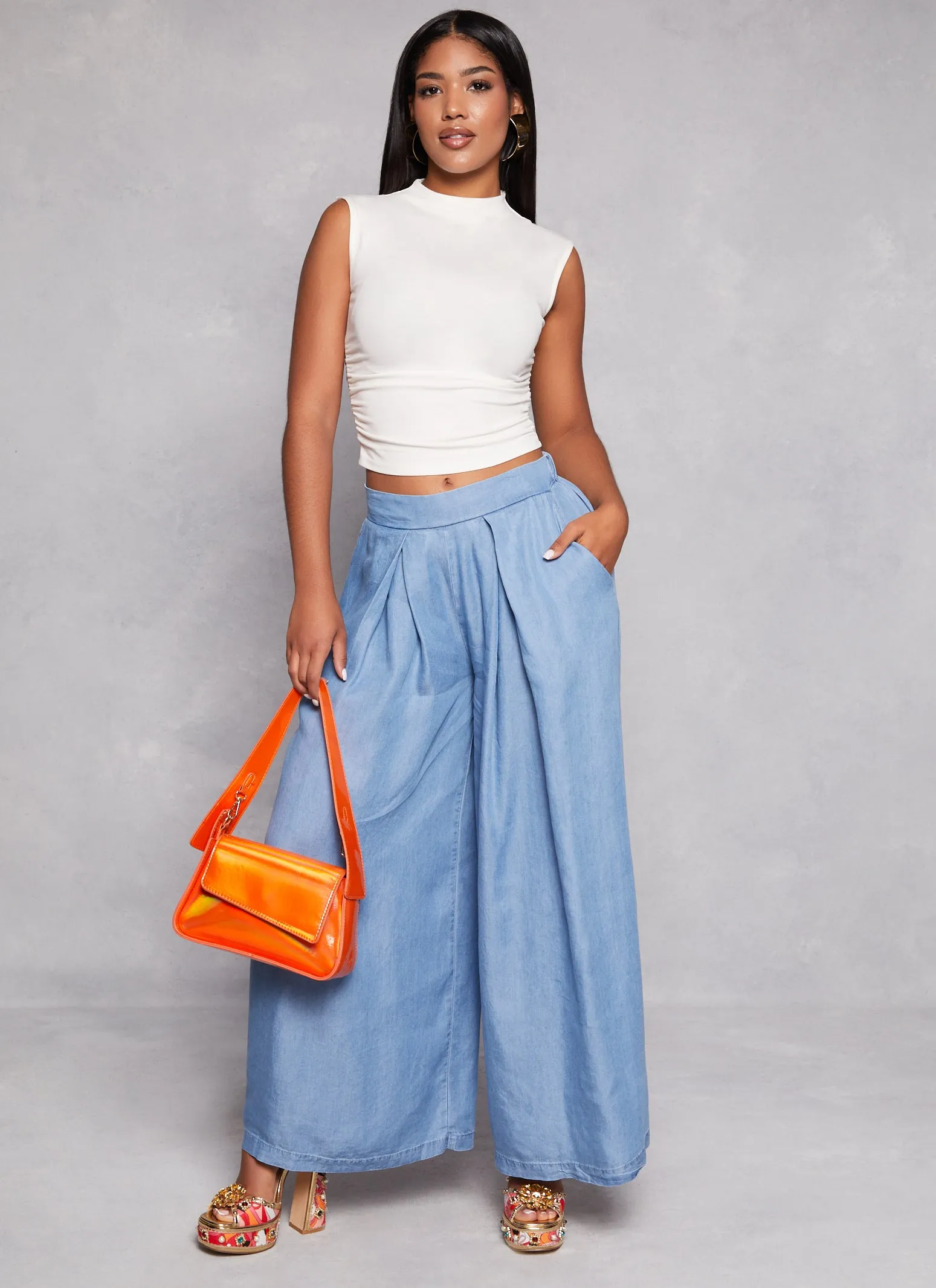 Chambray Palazzo Pants sold by Rainbow