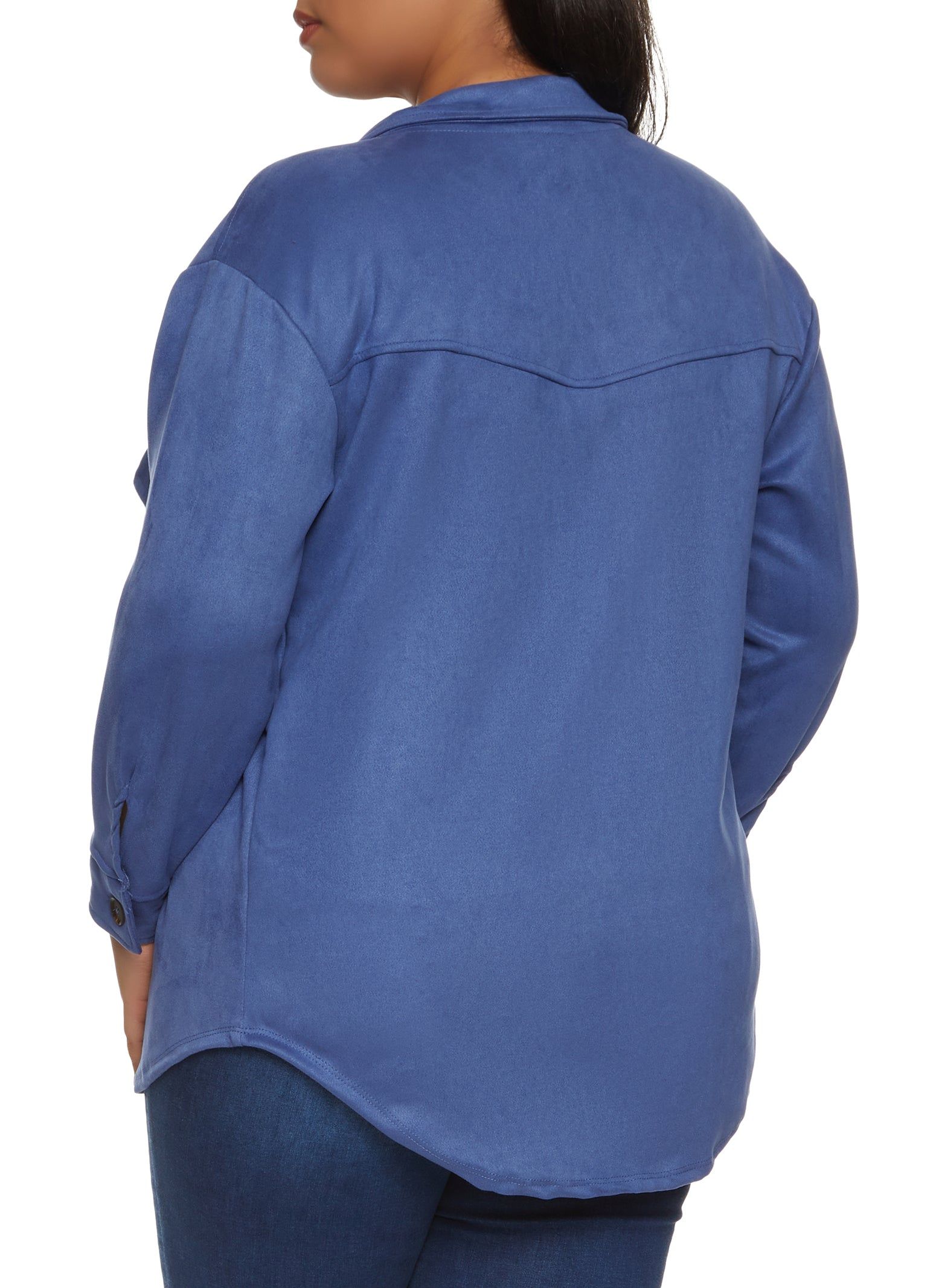 Plus Size Faux Suede Button Front Shirt sold by Rainbow product image thumbnail 2
