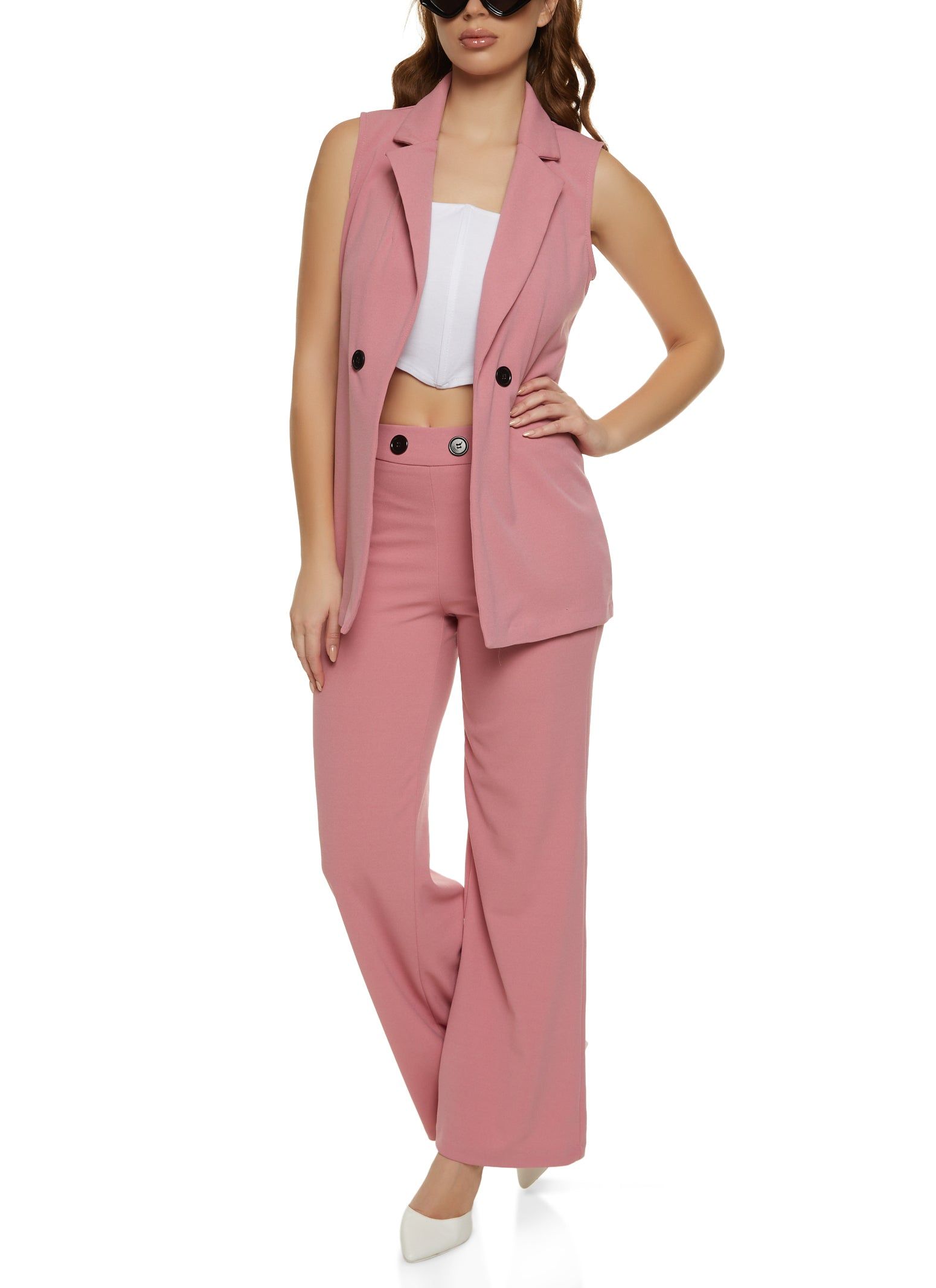 Crepe Knit Button Detail Blazer Vest sold by Rainbow product image thumbnail 2