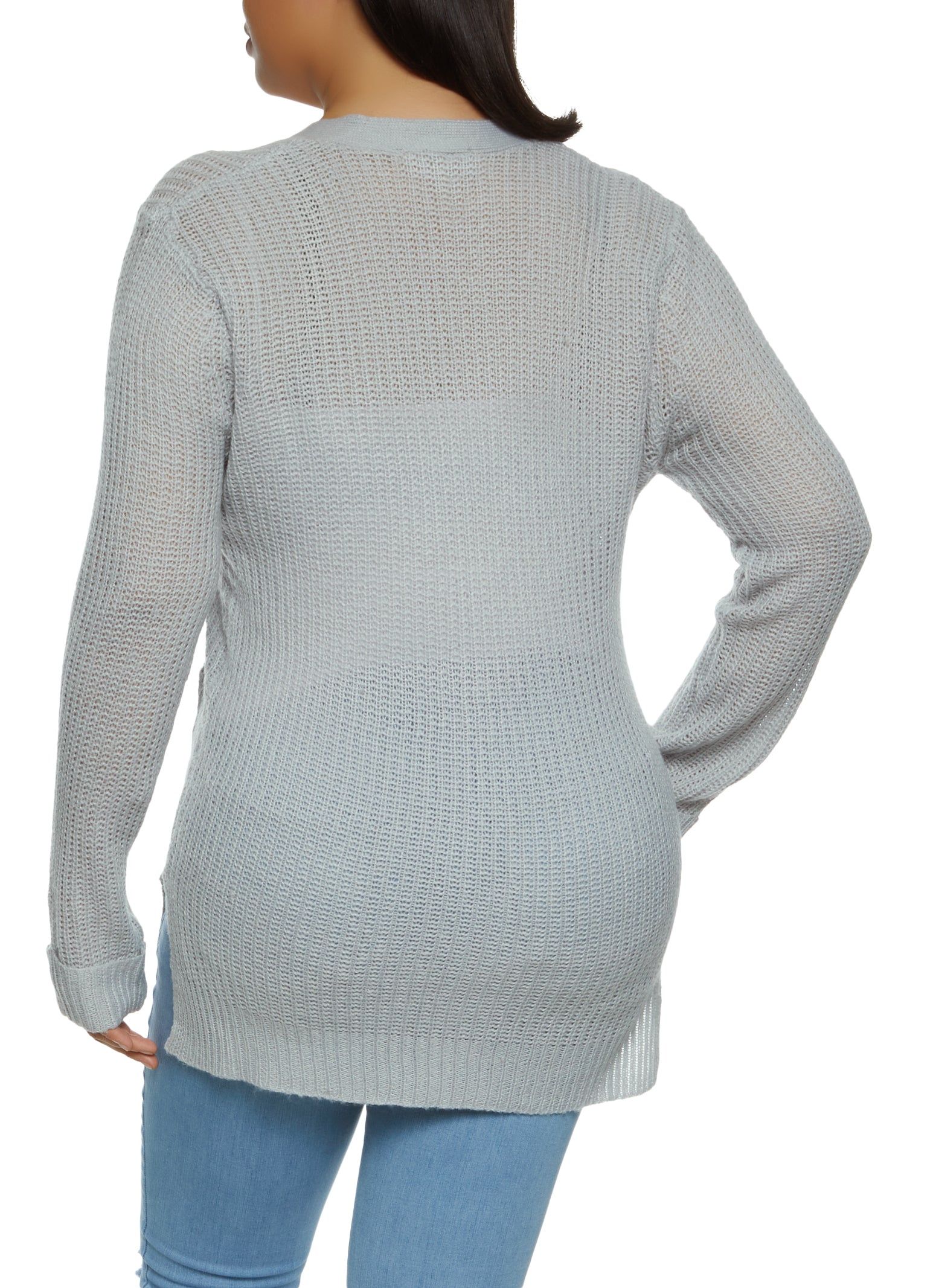 Plus Size Solid Button Front Cardigan sold by Rainbow product image thumbnail 2