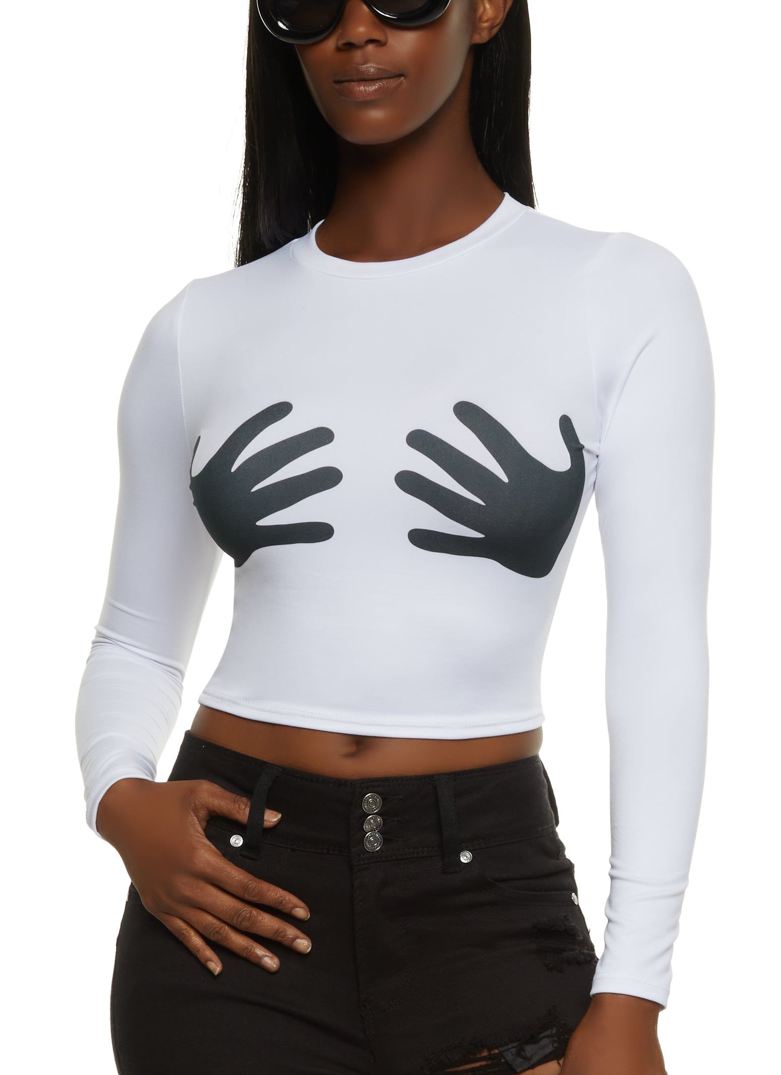 Hand Graphic Crop Top sold by Rainbow