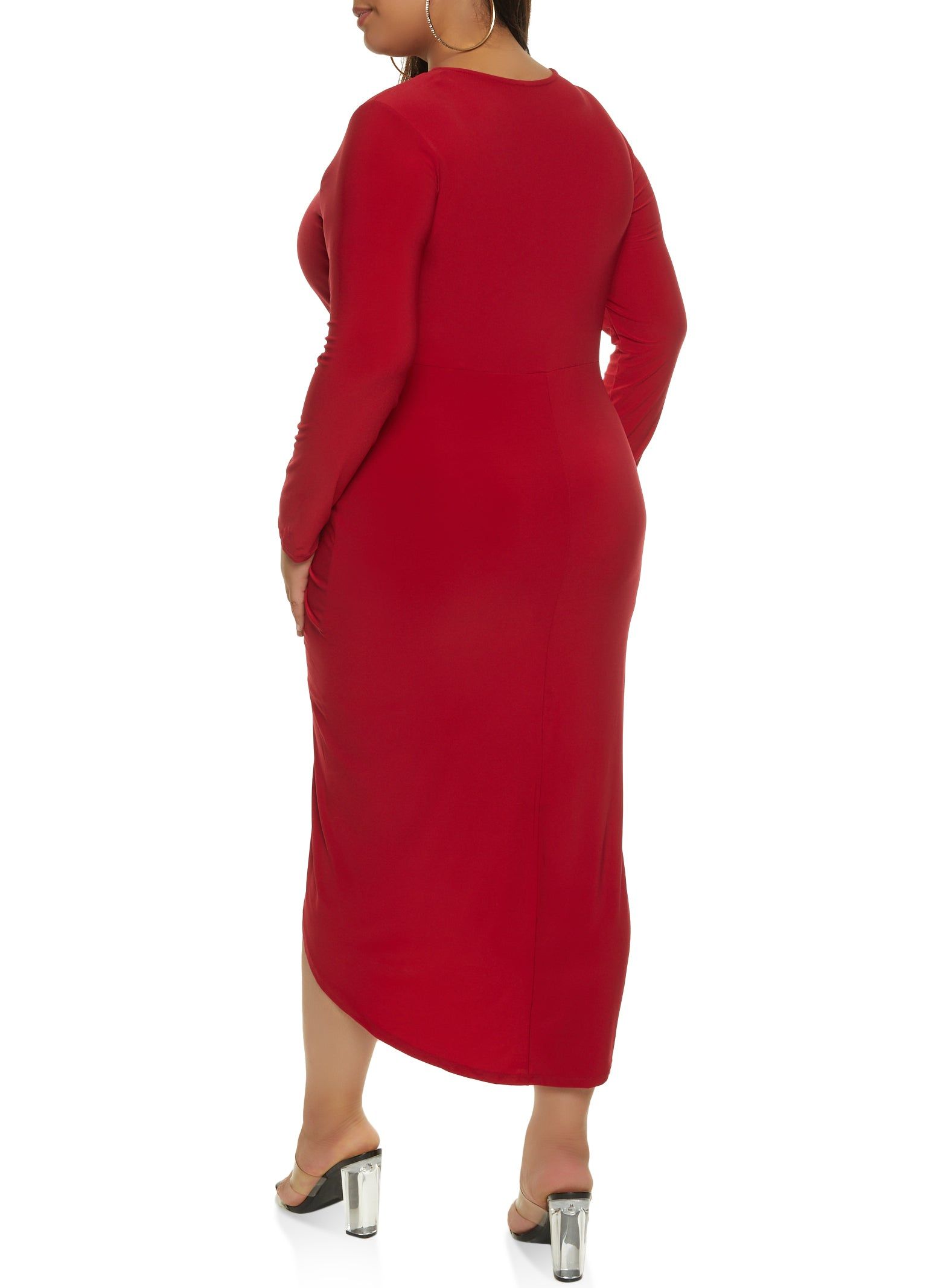 Plus Size Side Slit Faux Wrap Midi Dress sold by Rainbow product image thumbnail 3