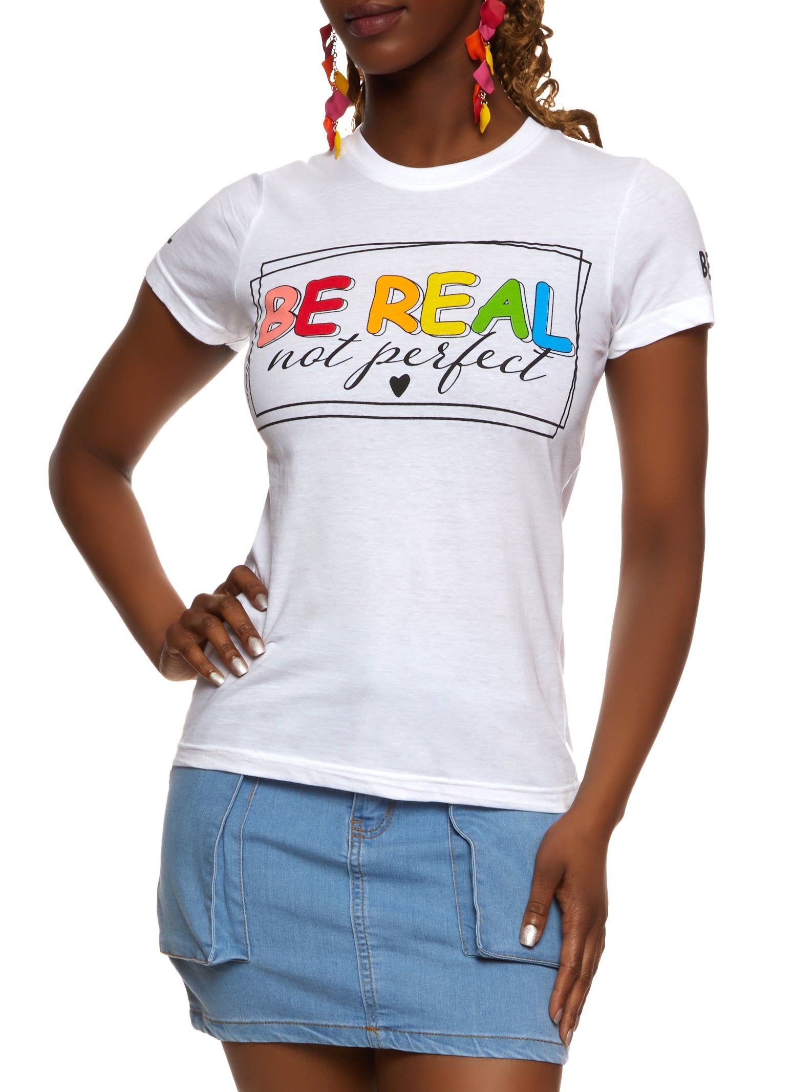 Be Real Not Perfect Graphic Tee sold by Rainbow