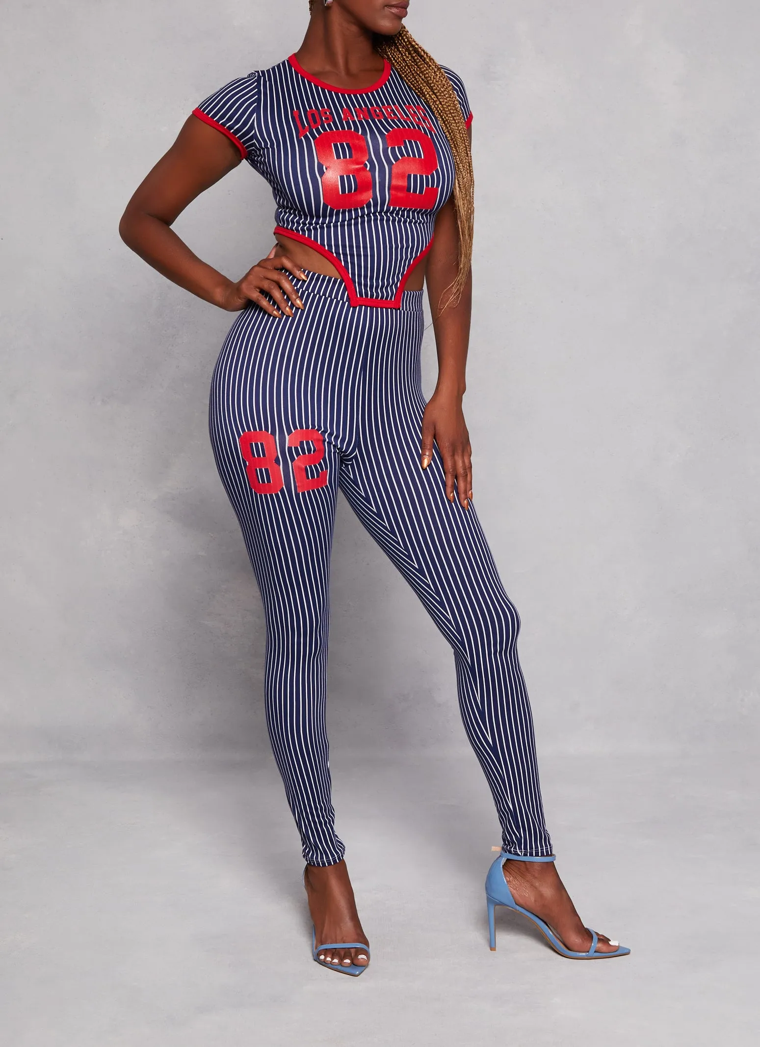 82 Pinstripe High Waist Leggings sold by Rainbow