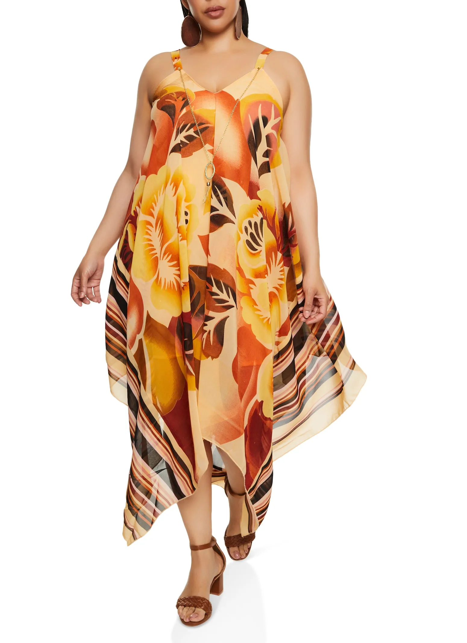 Plus Size Floral Print Handkerchief Maxi Dress sold by Rainbow product image thumbnail 2