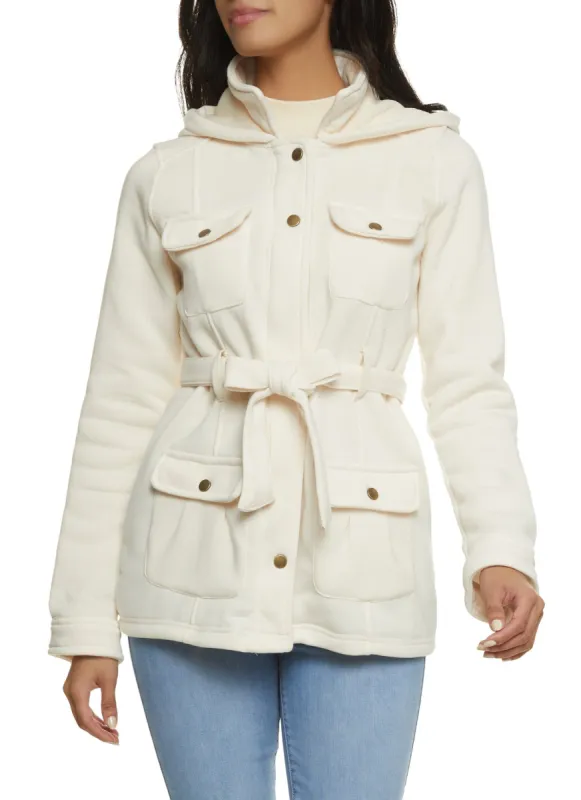 Tie Waist Belted Snap Button Front Coat sold by Rainbow