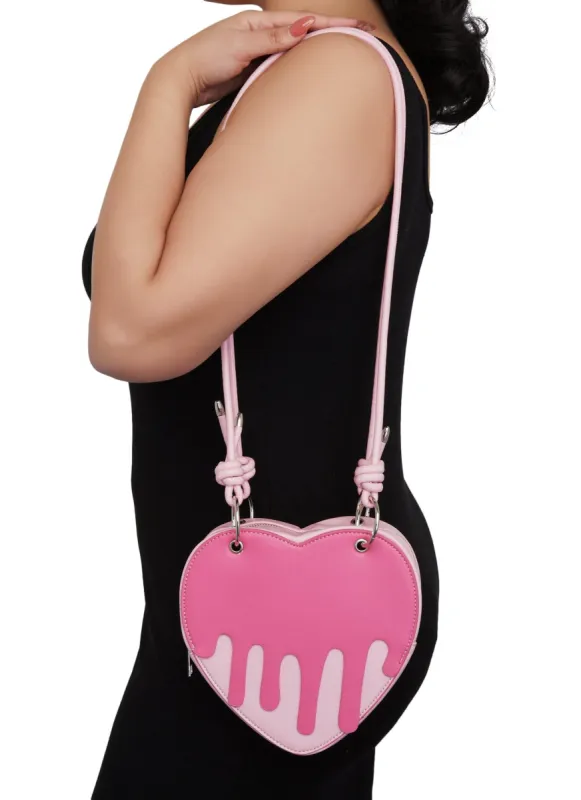 Faux Leather Drip Heart Crossbody Bag sold by Rainbow