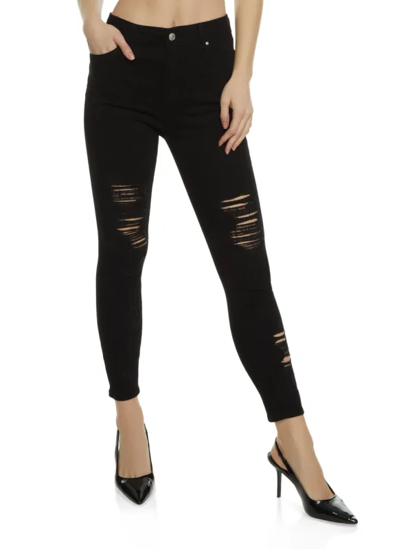 WAX High Rise Distressed Skinny Jeans sold by Rainbow