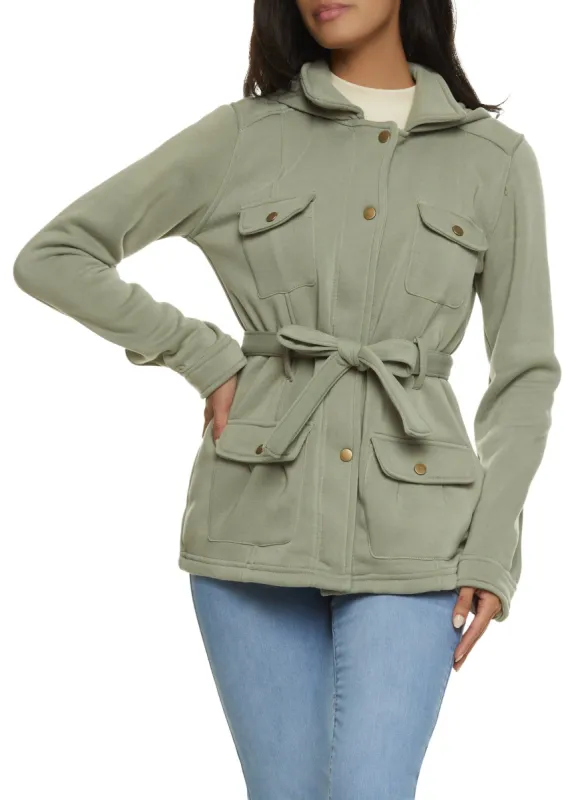 Tie Waist Belted Snap Button Front Coat sold by Rainbow