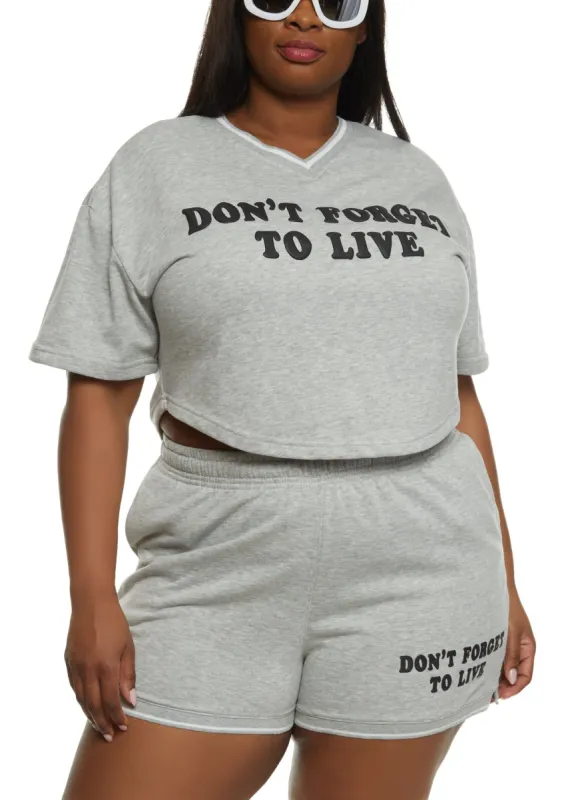 Plus Size Dont Forget To Live Cropped Graphic Tee sold by Rainbow