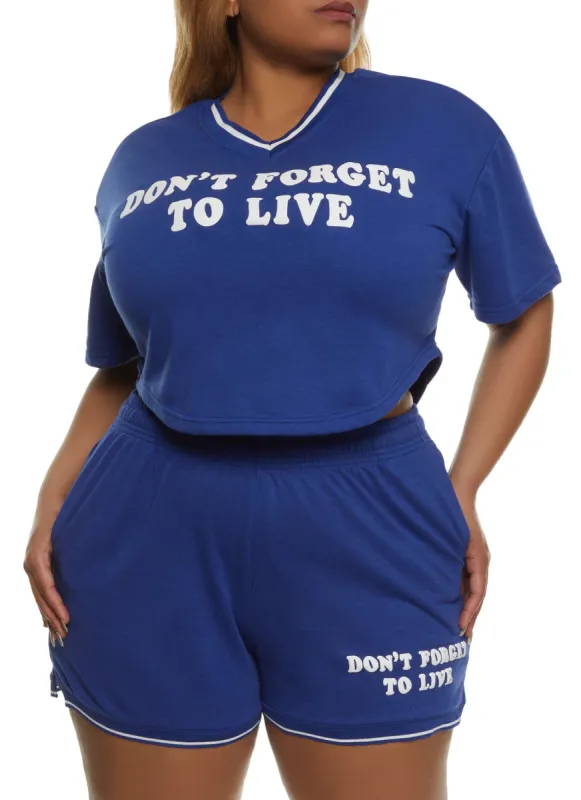 Plus Size Dont Forget To Live Cropped Graphic Tee sold by Rainbow