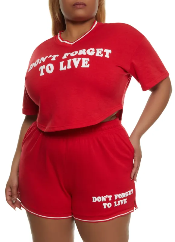 Plus Size Dont Forget To Live Cropped Graphic Tee sold by Rainbow