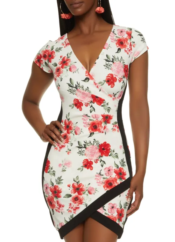 Floral Print Contrast Trim Tulip Hem Dress sold by Rainbow