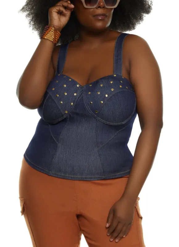 Plus Size Studded Bustier Top sold by Rainbow