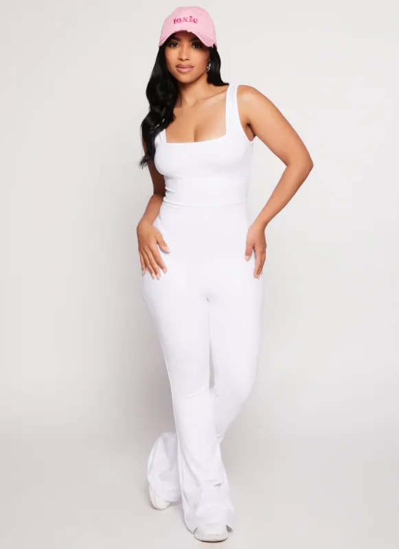 Square Neck Flared Leg Jumpsuit sold by Rainbow