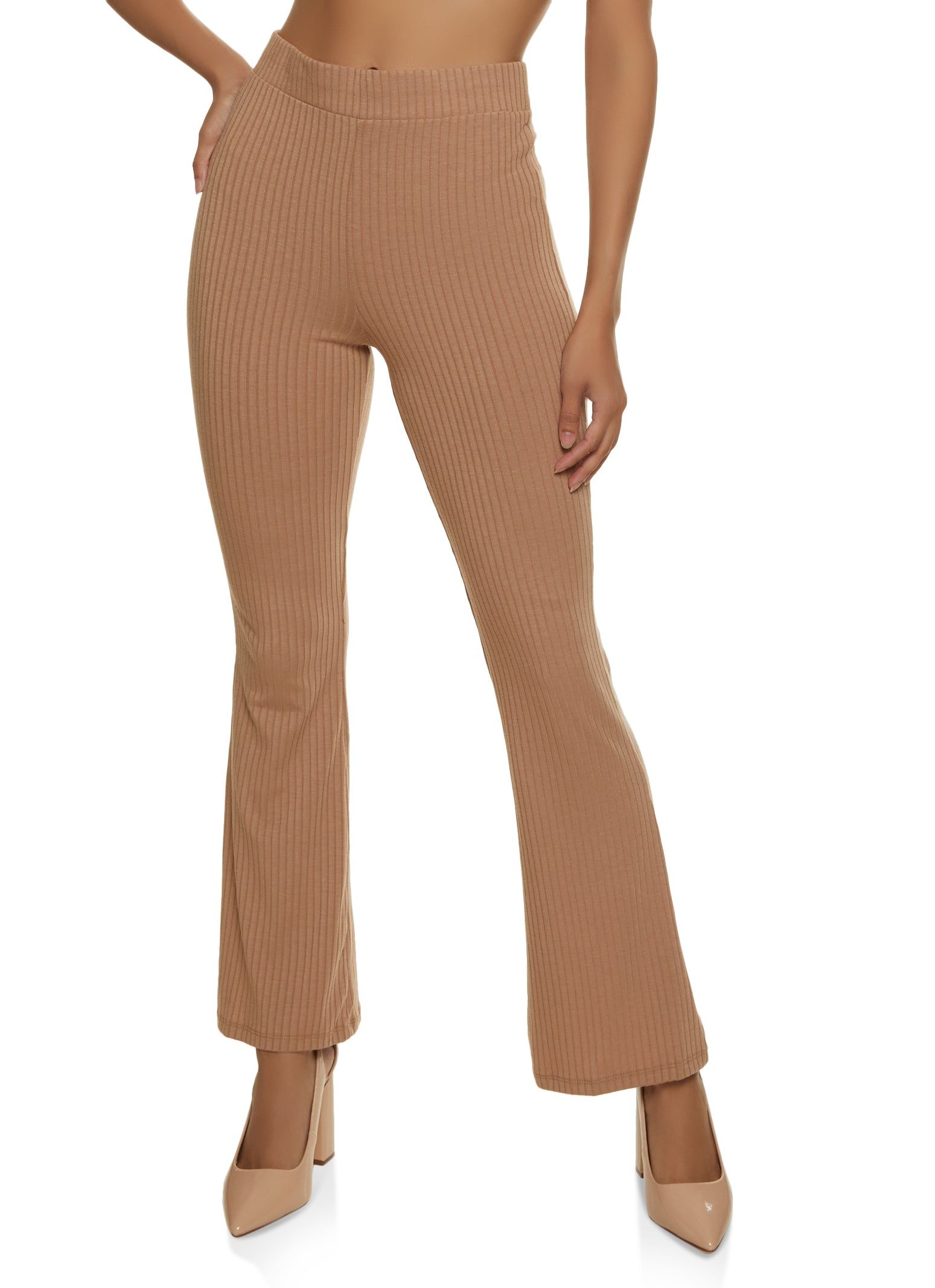 Ribbed Knit Flare Leg Pants sold by Rainbow
