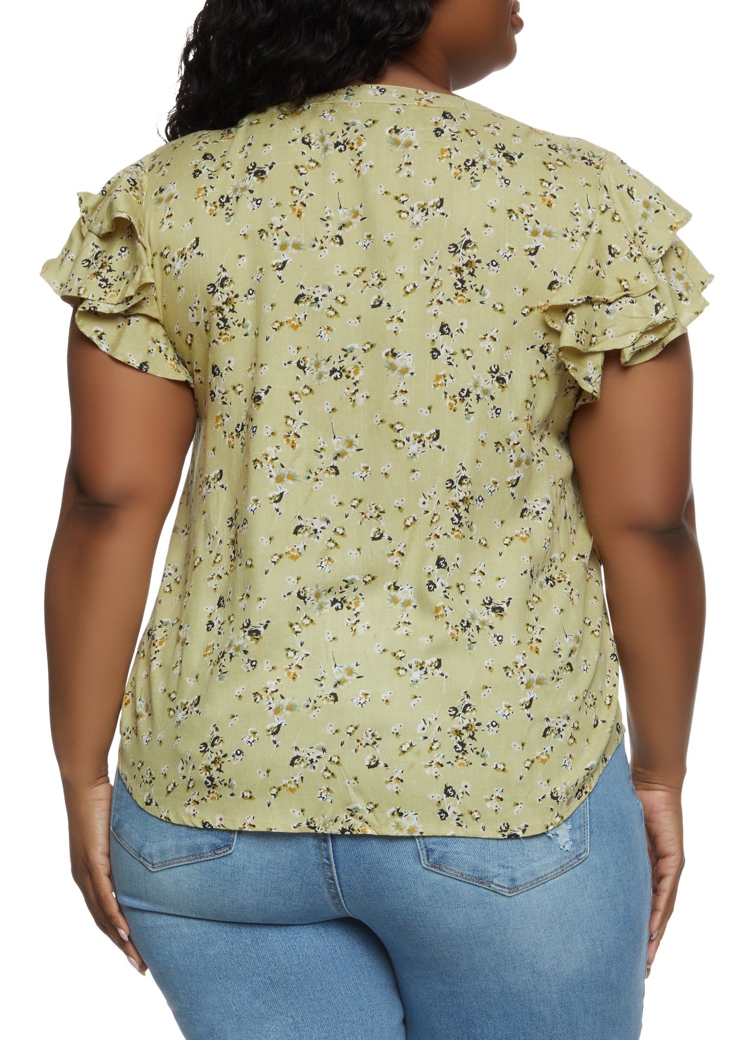 Plus Size Floral Print Flutter Sleeve Blouse sold by Rainbow product image thumbnail 2