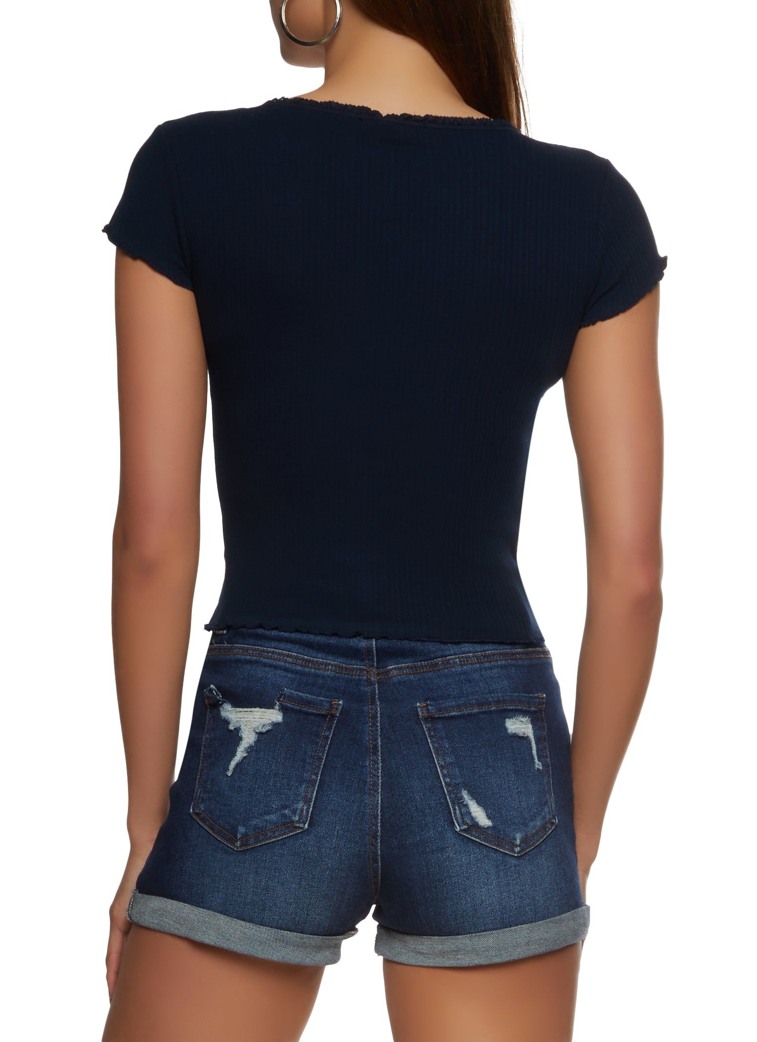 Rib Knit Lettuce Edge Tee sold by Rainbow product image thumbnail 2