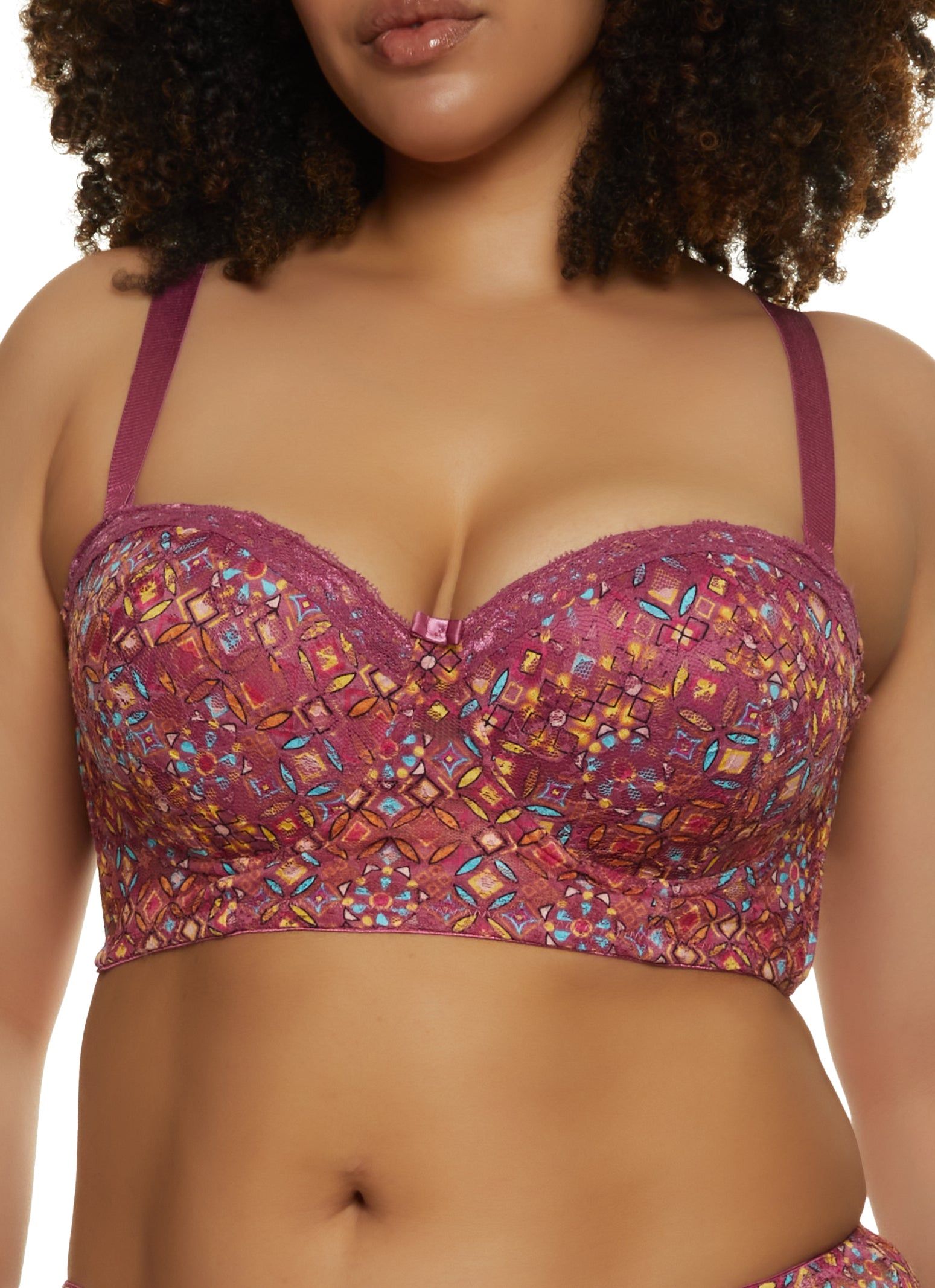 Plus Size Longline Lace Patterned Balconette Bra | Converts to Strapless sold by Rainbow