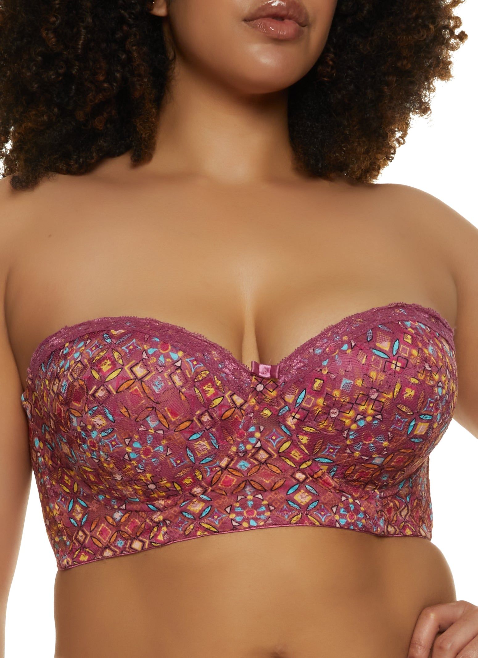 Plus Size Longline Lace Patterned Balconette Bra | Converts to Strapless sold by Rainbow product image thumbnail 3