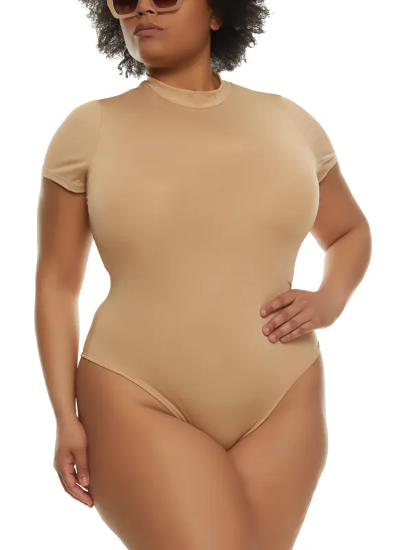 Plus Size Basic Mock Neck Bodysuit sold by Rainbow