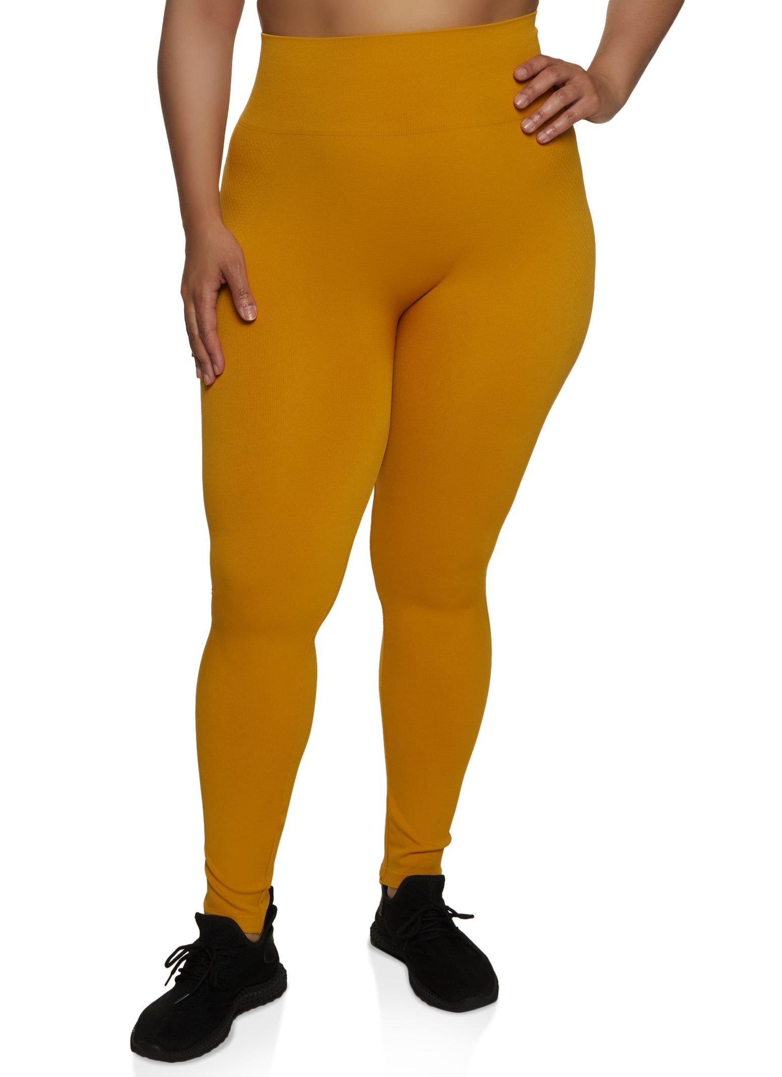 Plus Size Seamless High Waist Textured Knit Leggings sold by Rainbow
