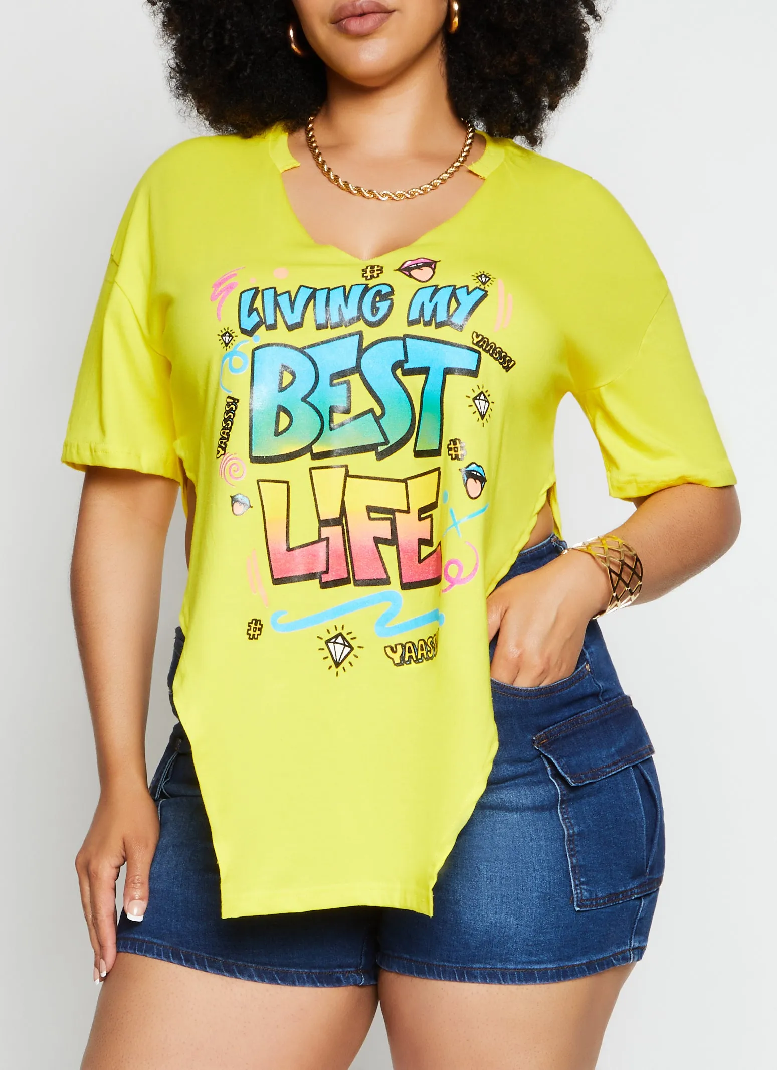 Plus Size Living My Best Life Graphic Top sold by Rainbow